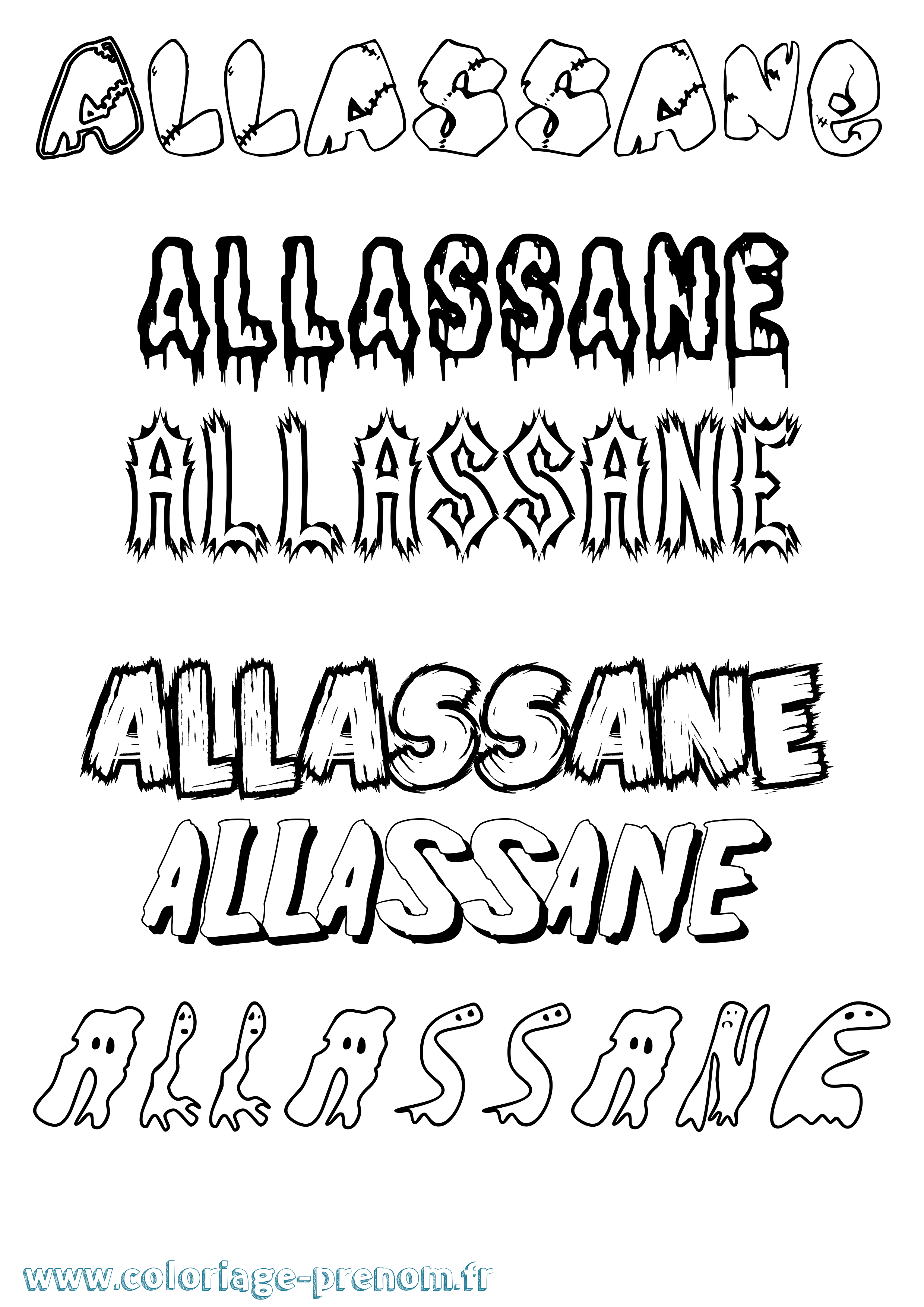 Coloriage prénom Allassane Frisson