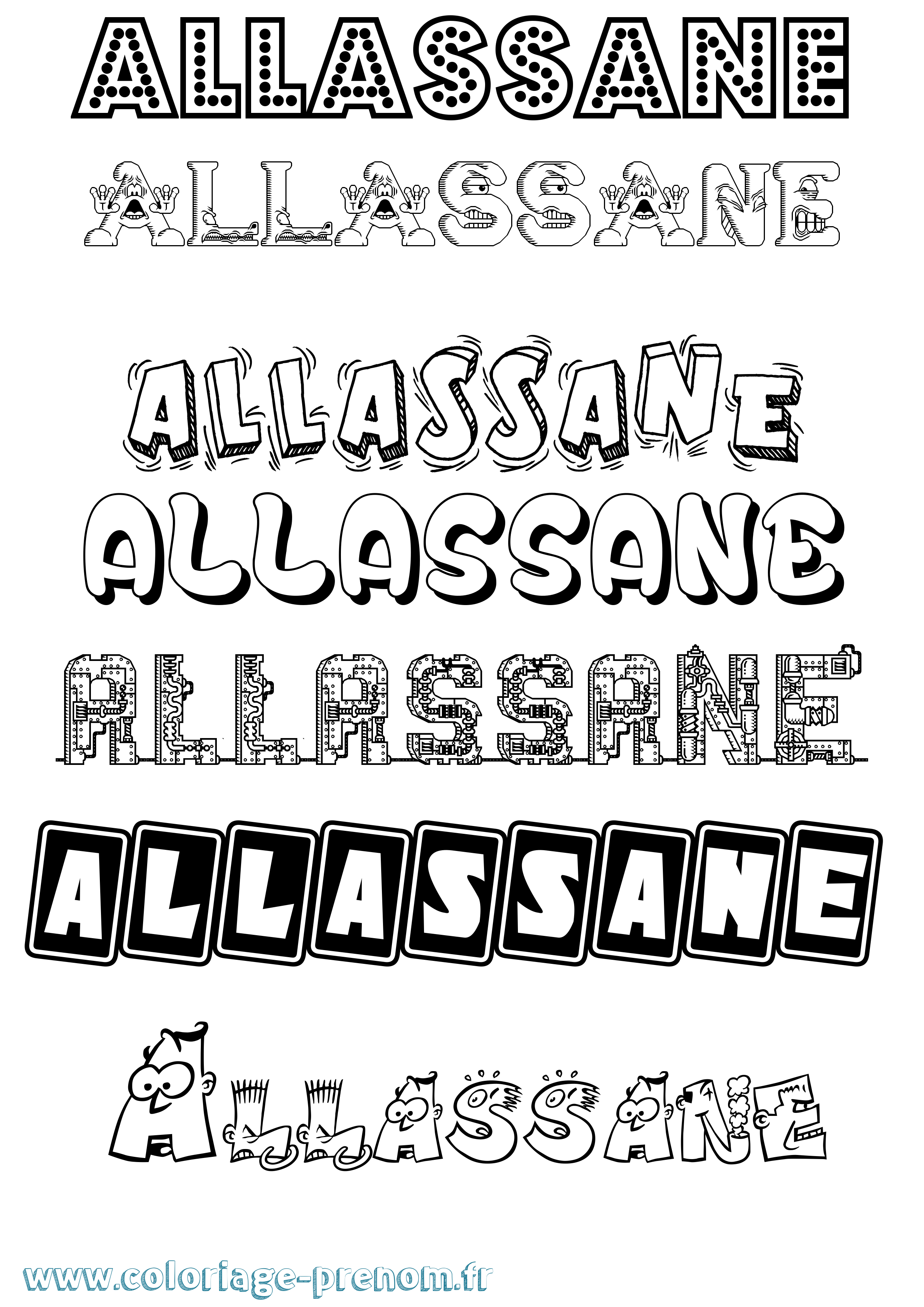 Coloriage prénom Allassane Fun