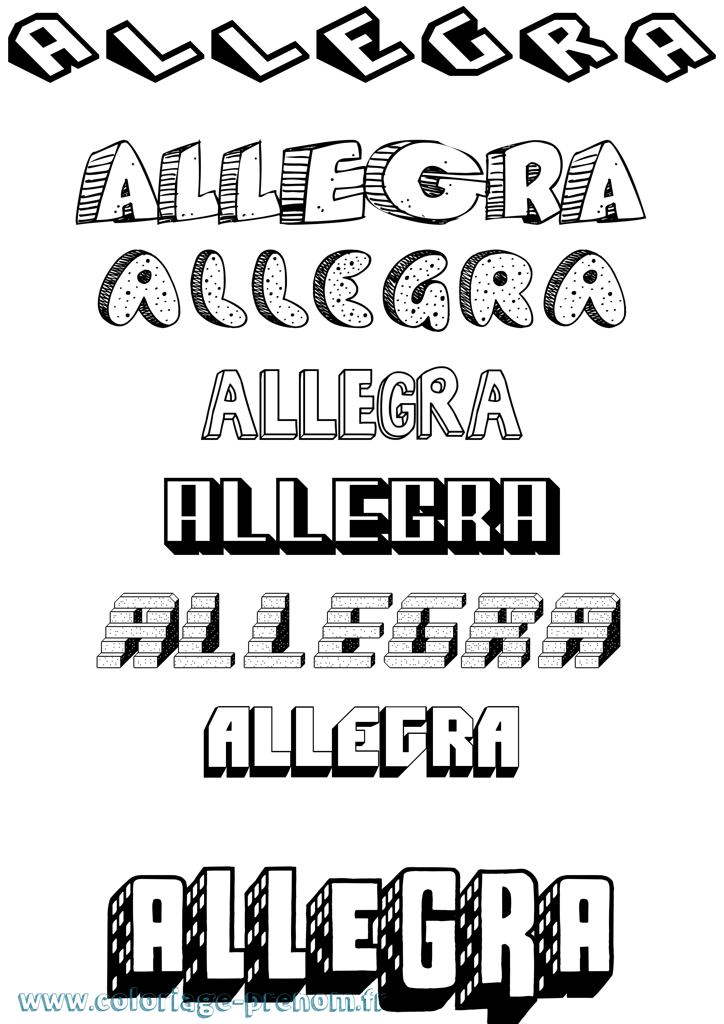 Coloriage prénom Allegra Effet 3D