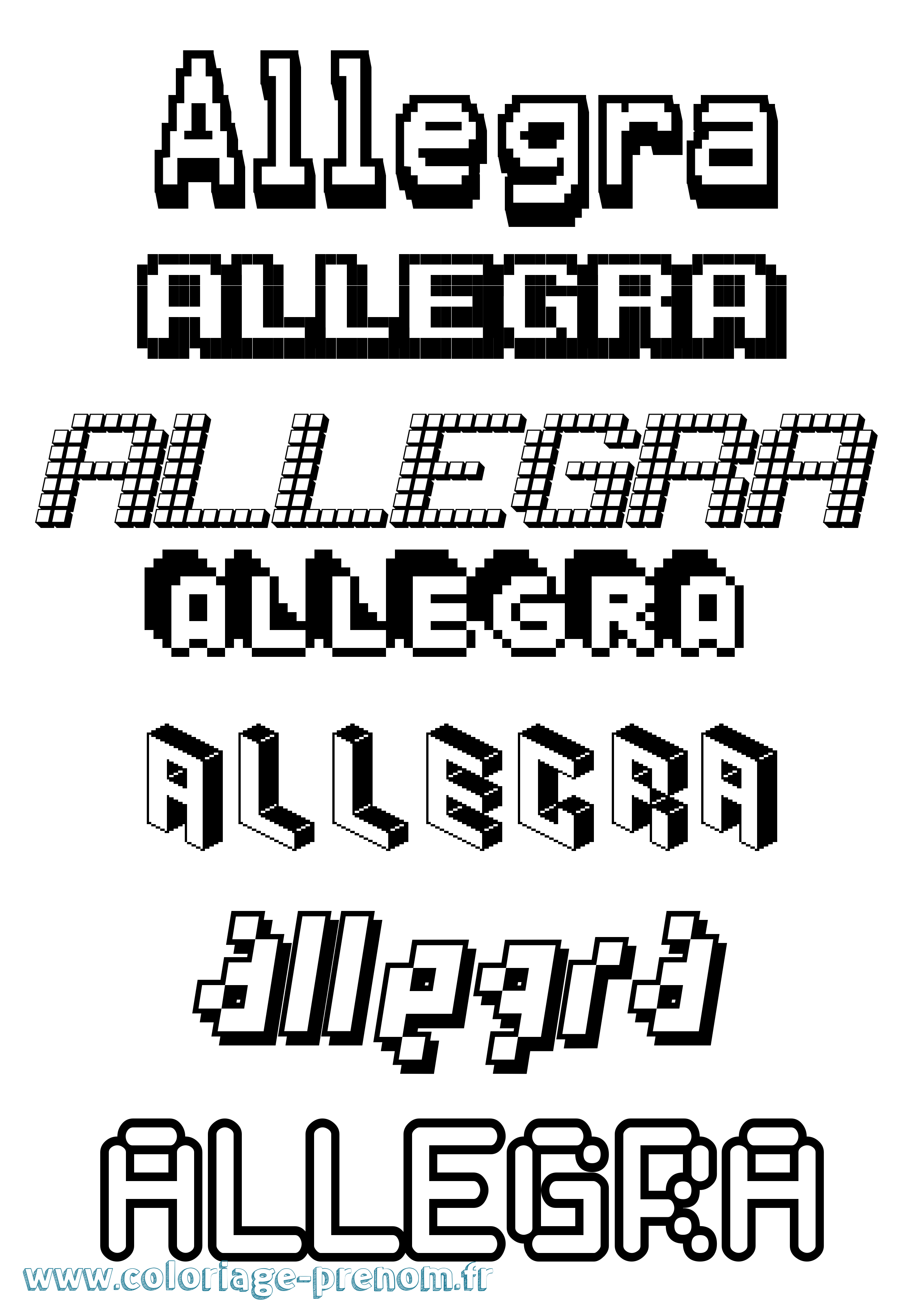 Coloriage prénom Allegra Pixel