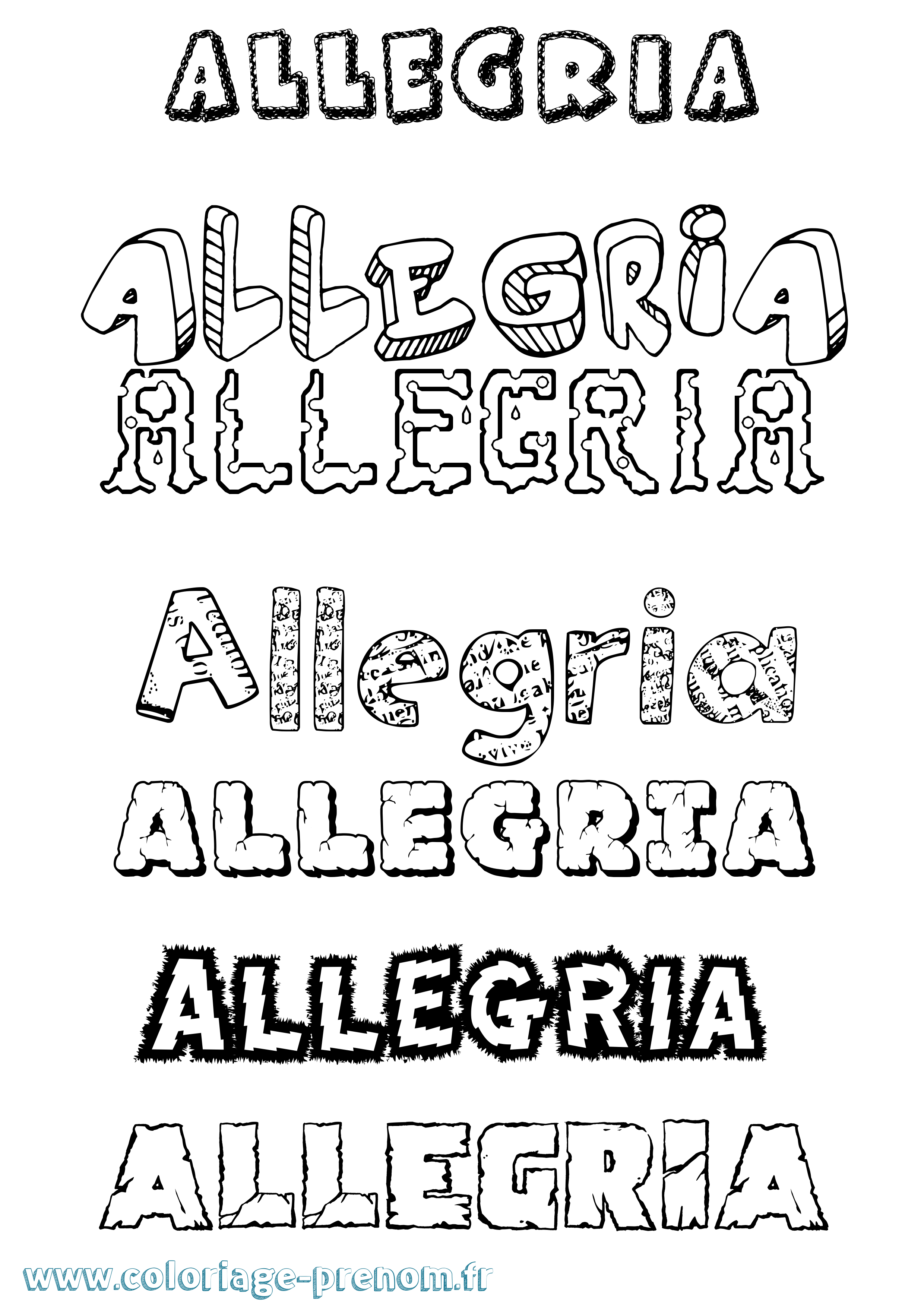 Coloriage prénom Allegria Destructuré