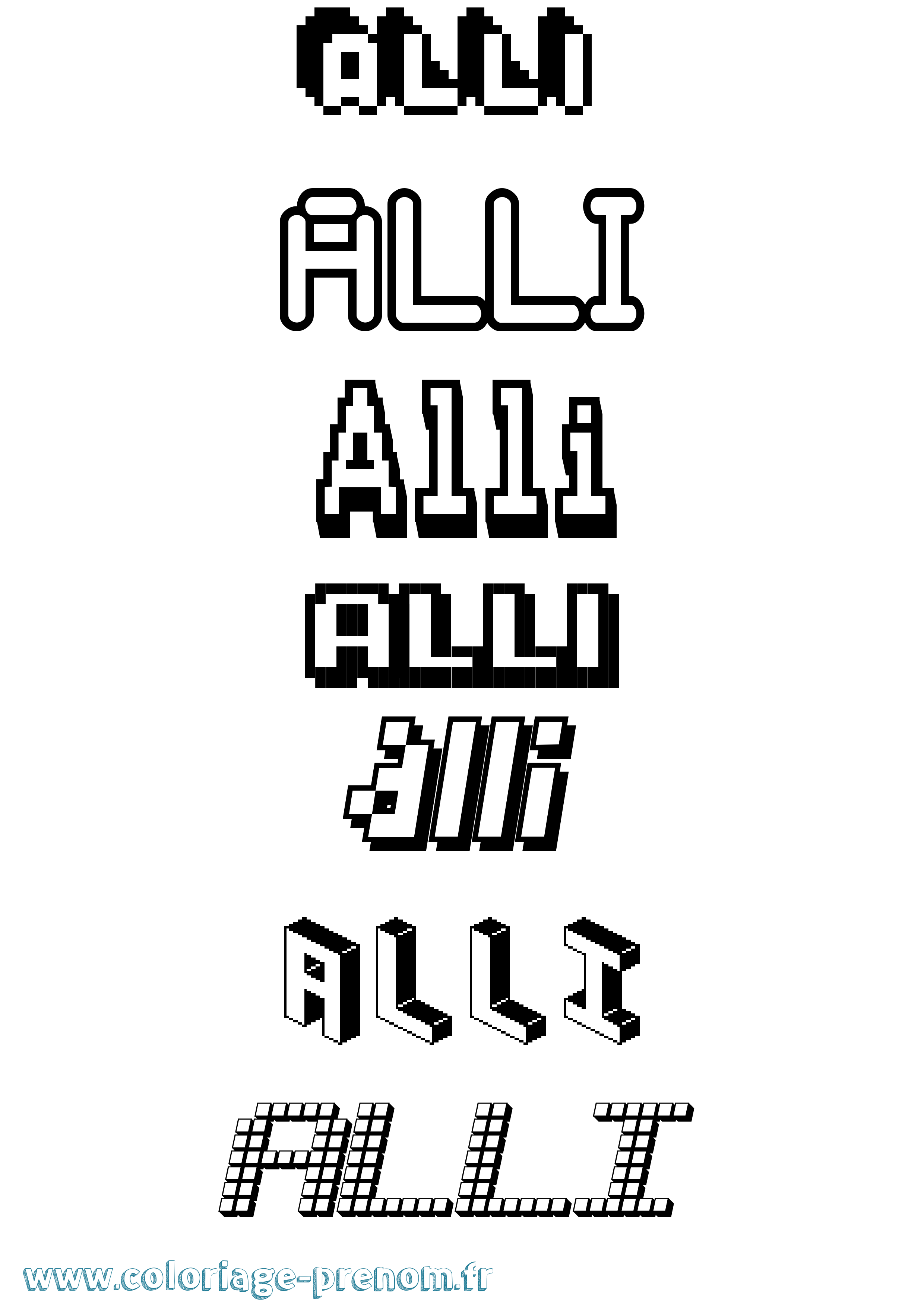 Coloriage prénom Alli Pixel