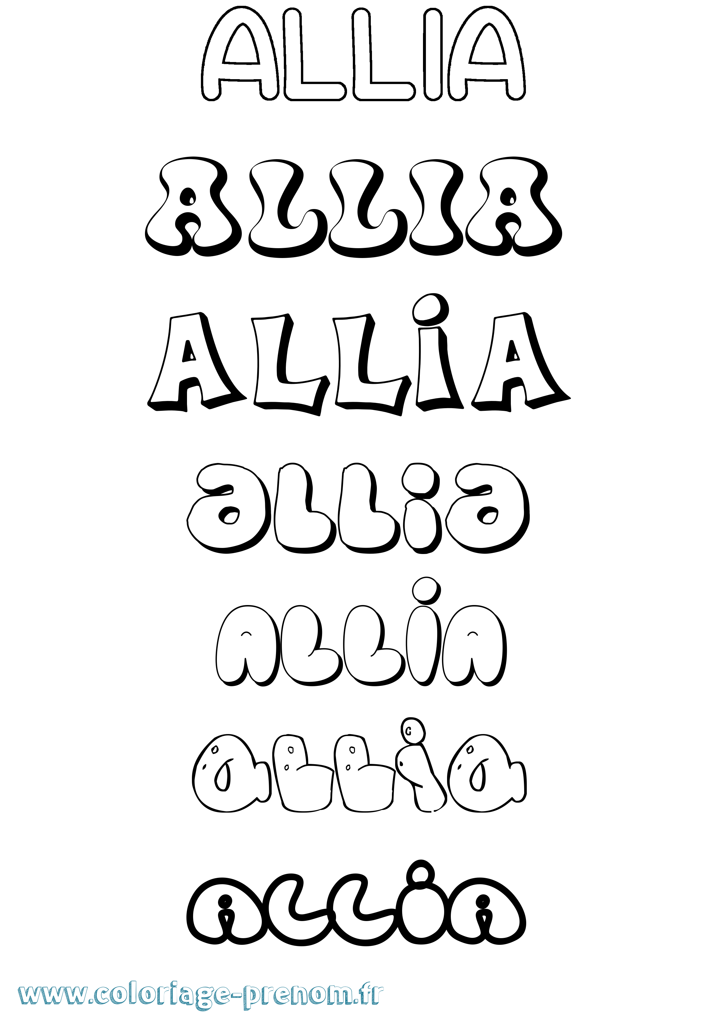 Coloriage Allia Bubble Coloriage prénom Allia Bubble
