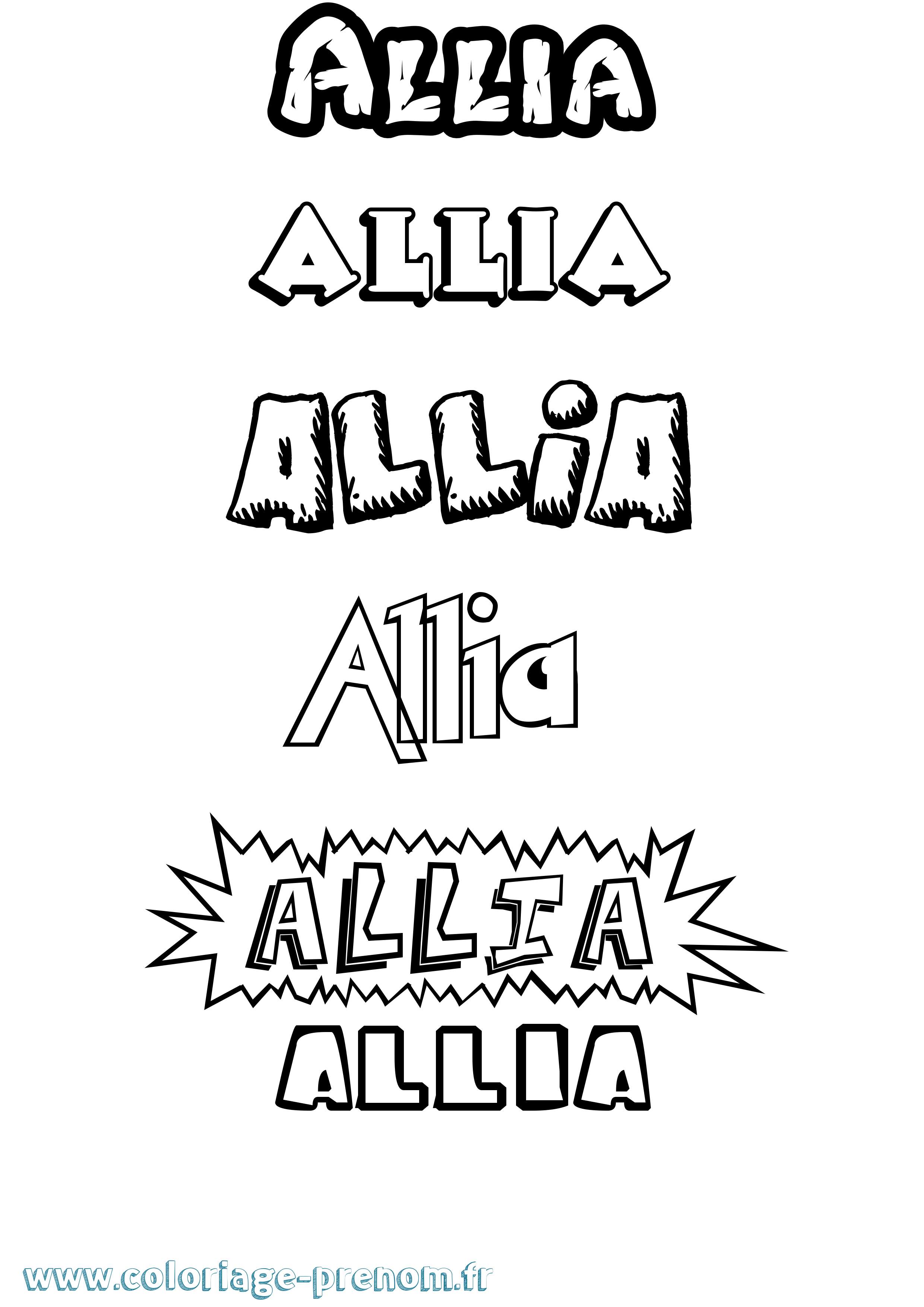 Coloriage Allia Dessin Animé Coloriage prénom Allia Dessin Animé