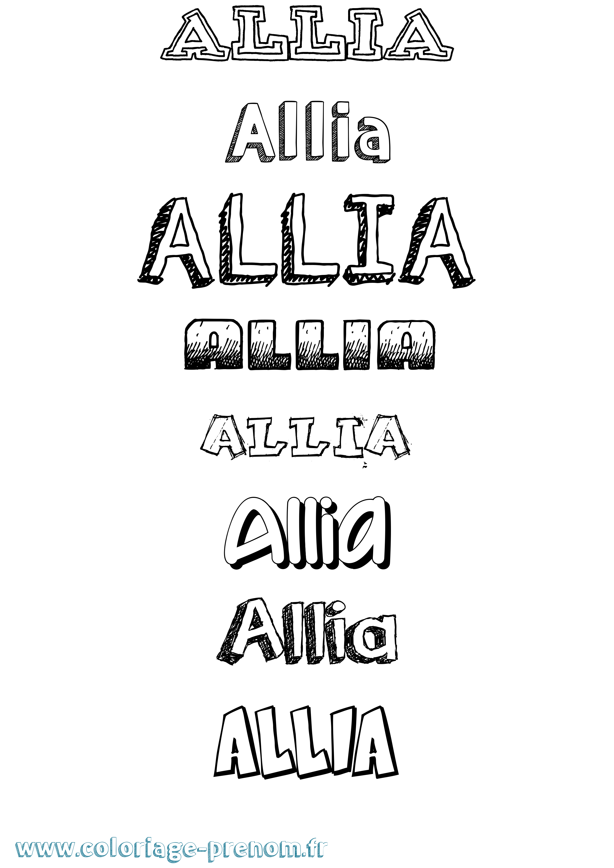 Coloriage Allia Dessiné Coloriage prénom Allia Dessiné
