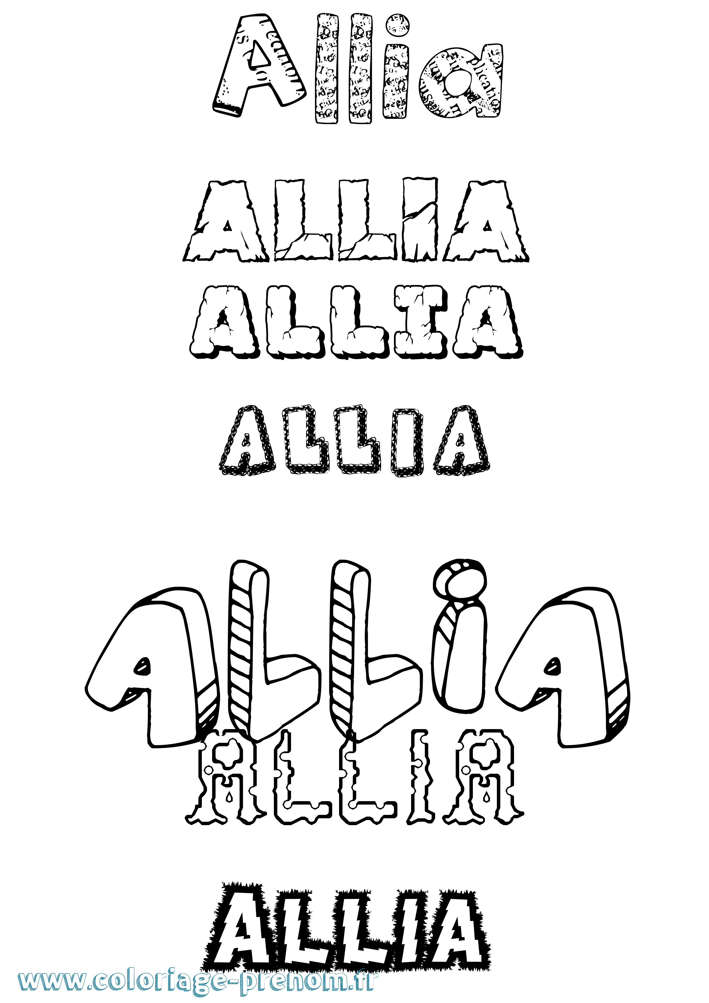 Coloriage prénom Allia Destructuré
