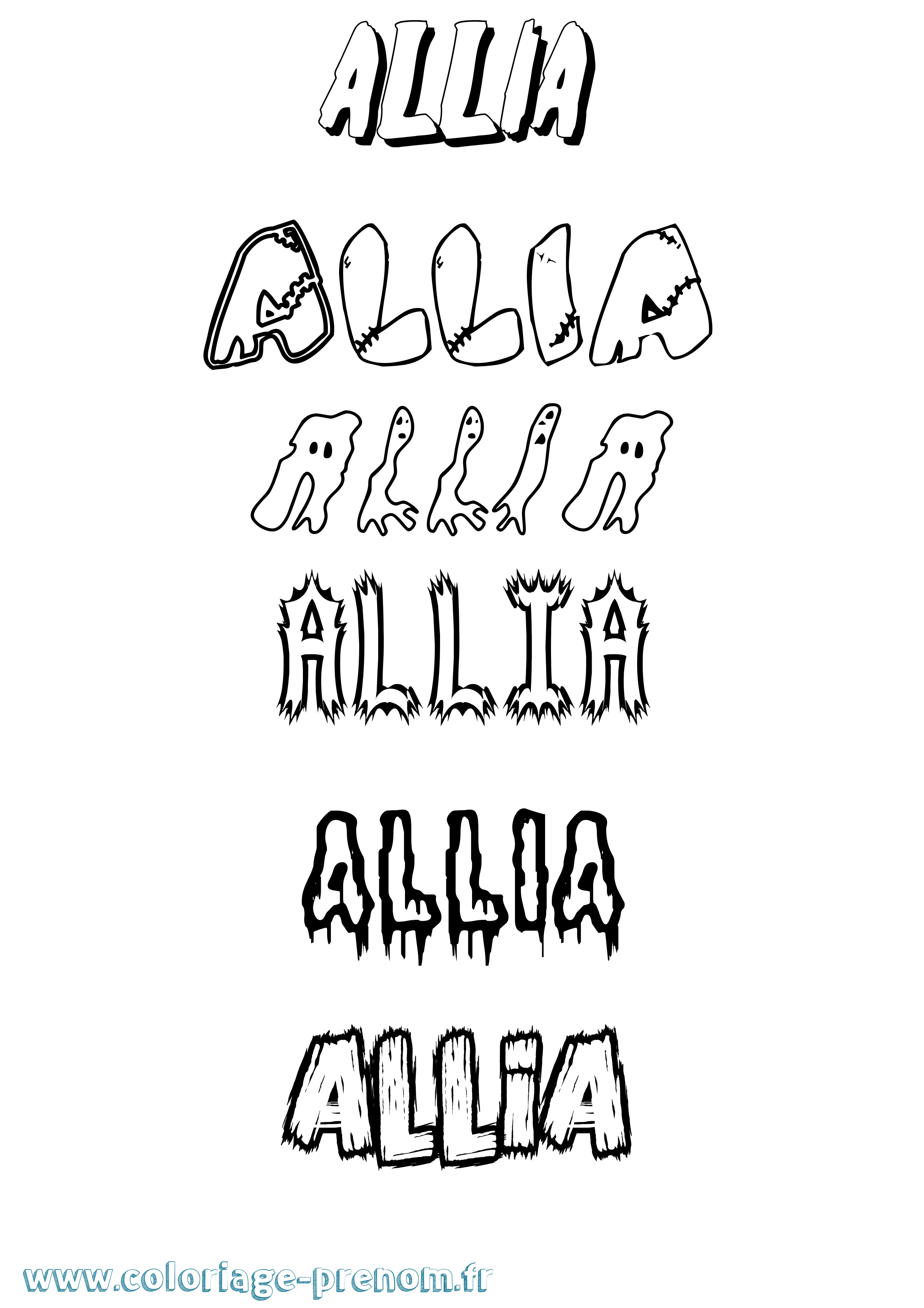 Coloriage Allia Frisson Coloriage prénom Allia Frisson