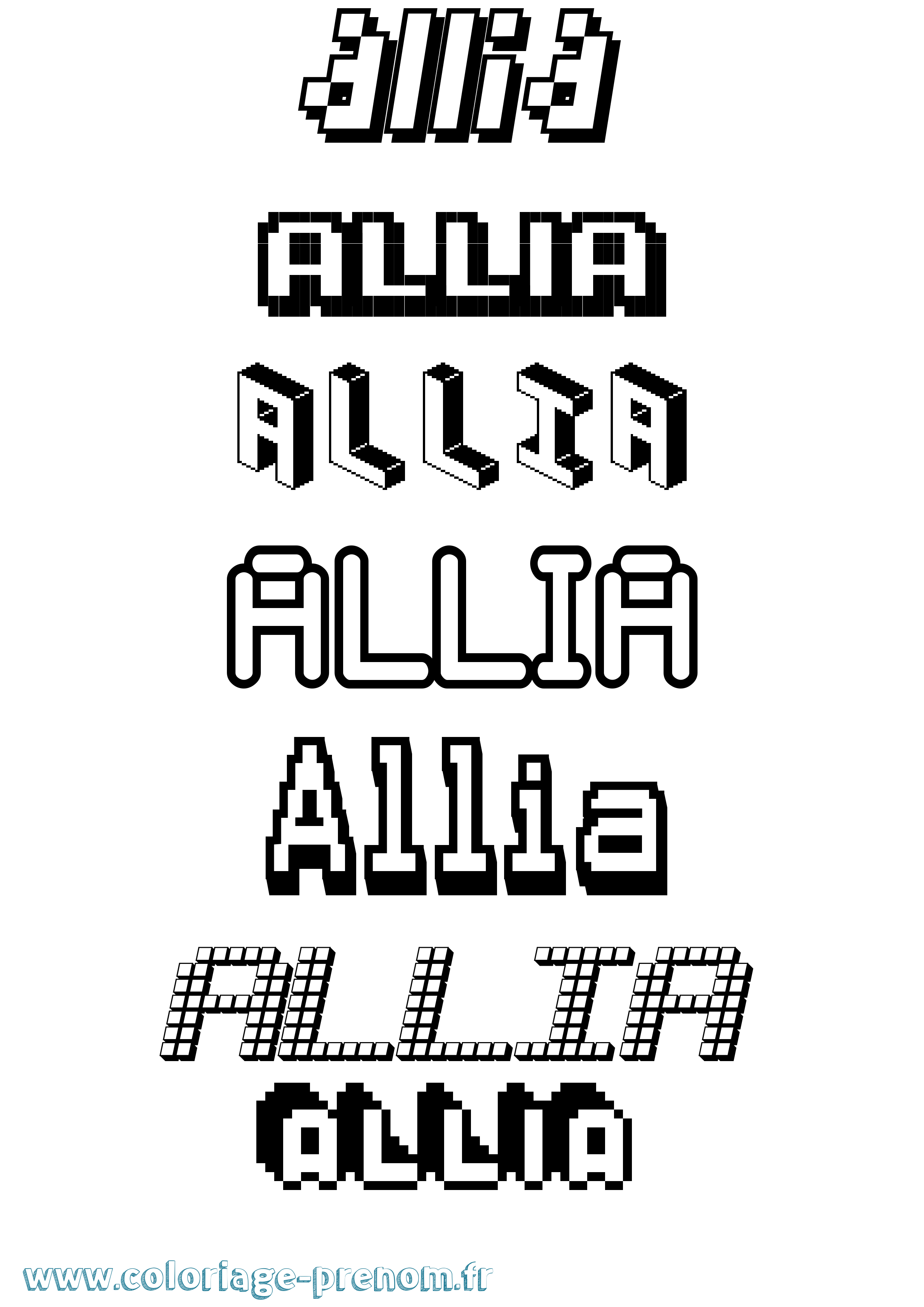 Coloriage Allia Pixel Coloriage prénom Allia Pixel