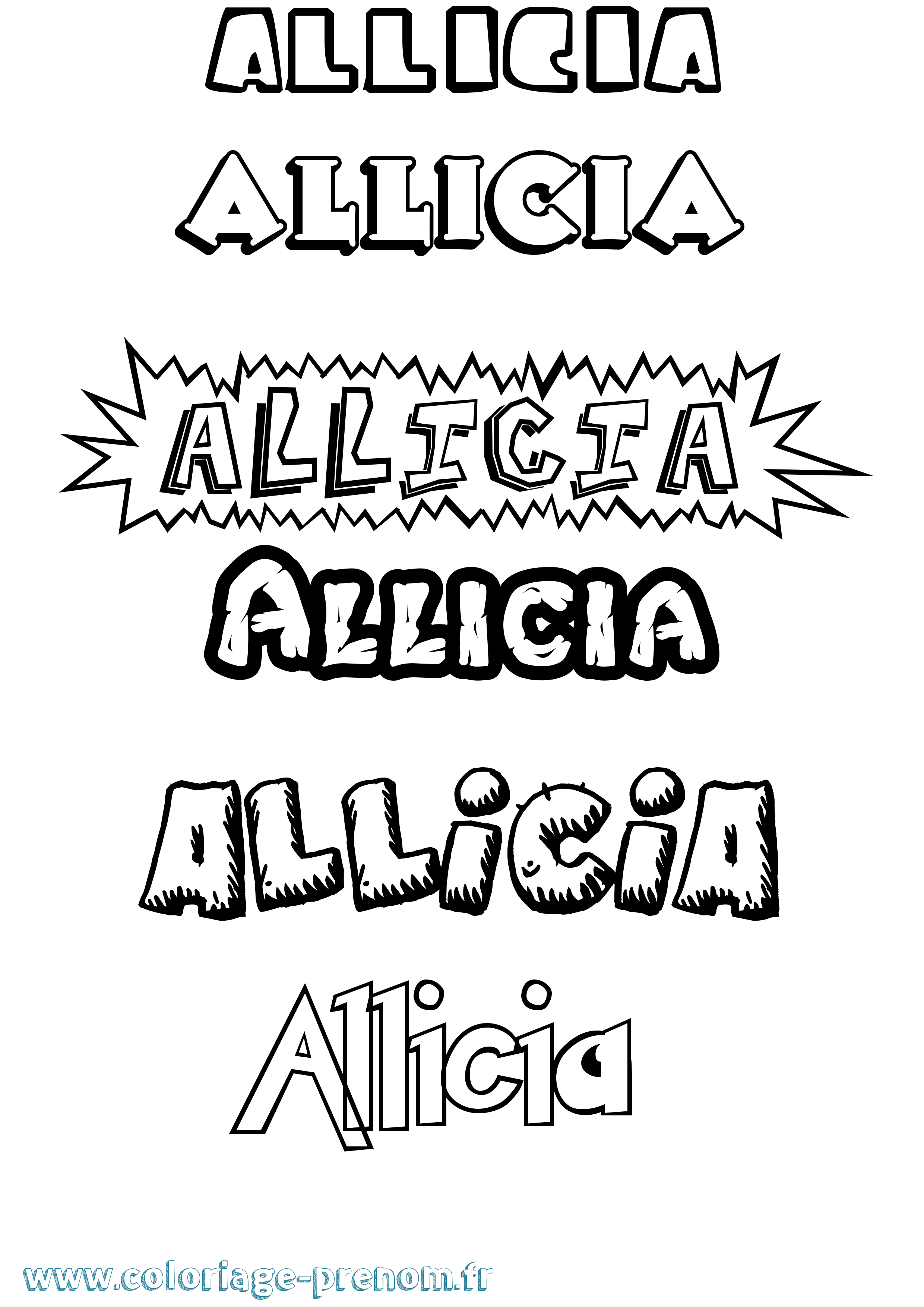 Coloriage Allicia Dessin Animé Coloriage prénom Allicia Dessin Animé