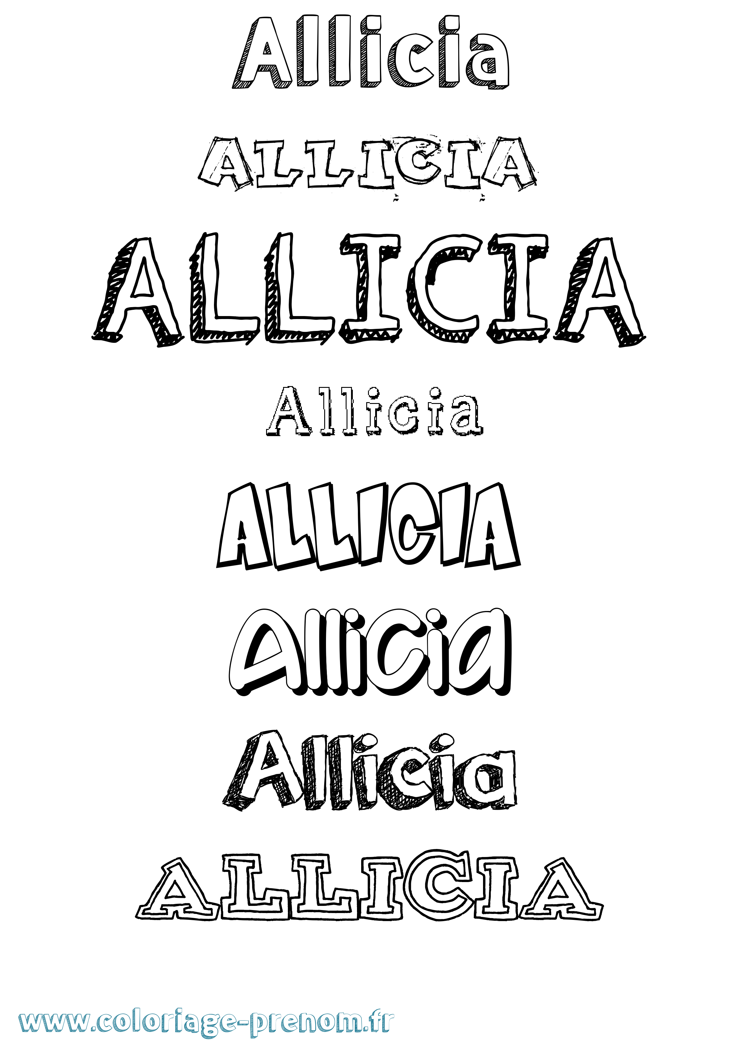Coloriage Allicia Dessiné Coloriage prénom Allicia Dessiné