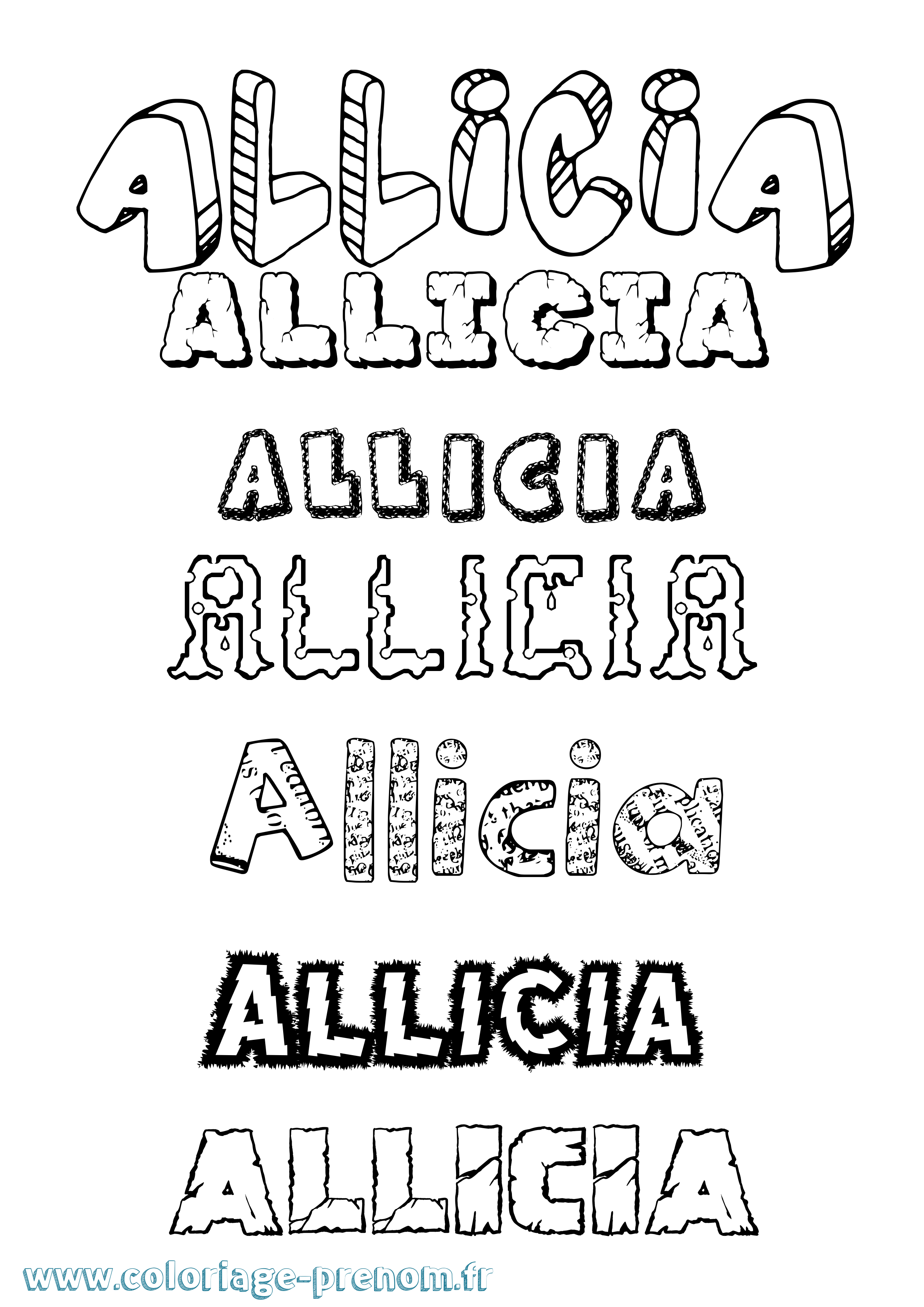 Coloriage Allicia Destructuré Coloriage prénom Allicia Destructuré