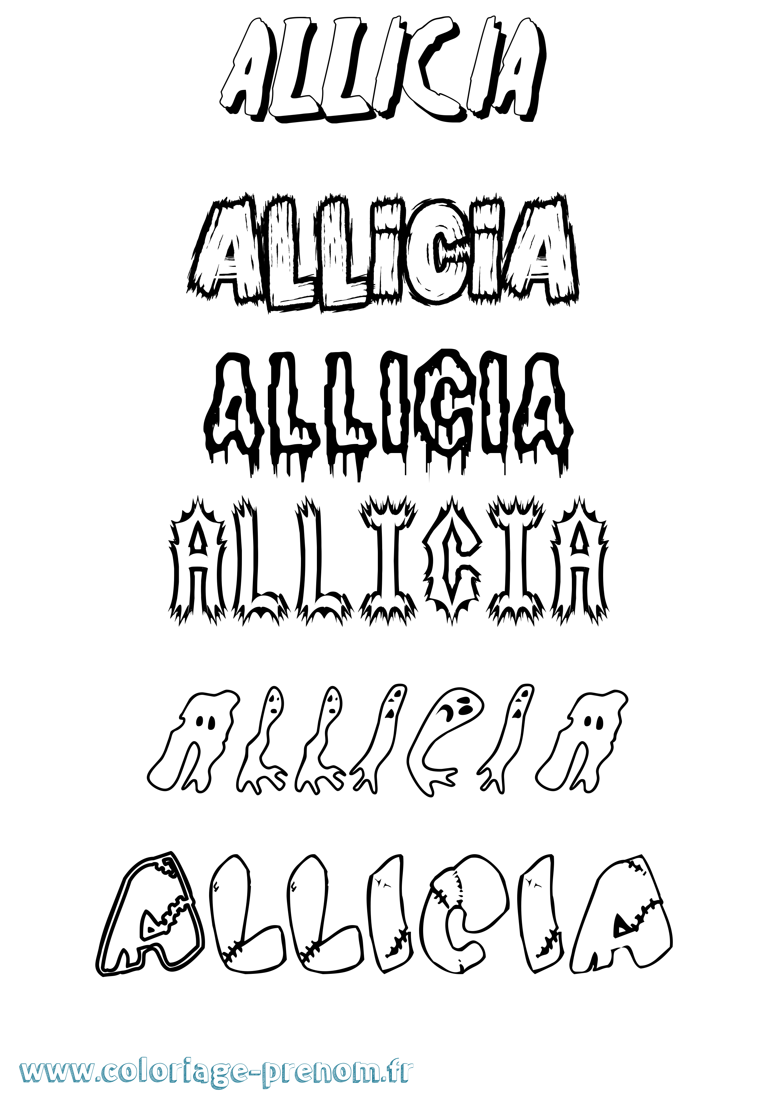 Coloriage Allicia Frisson Coloriage prénom Allicia Frisson