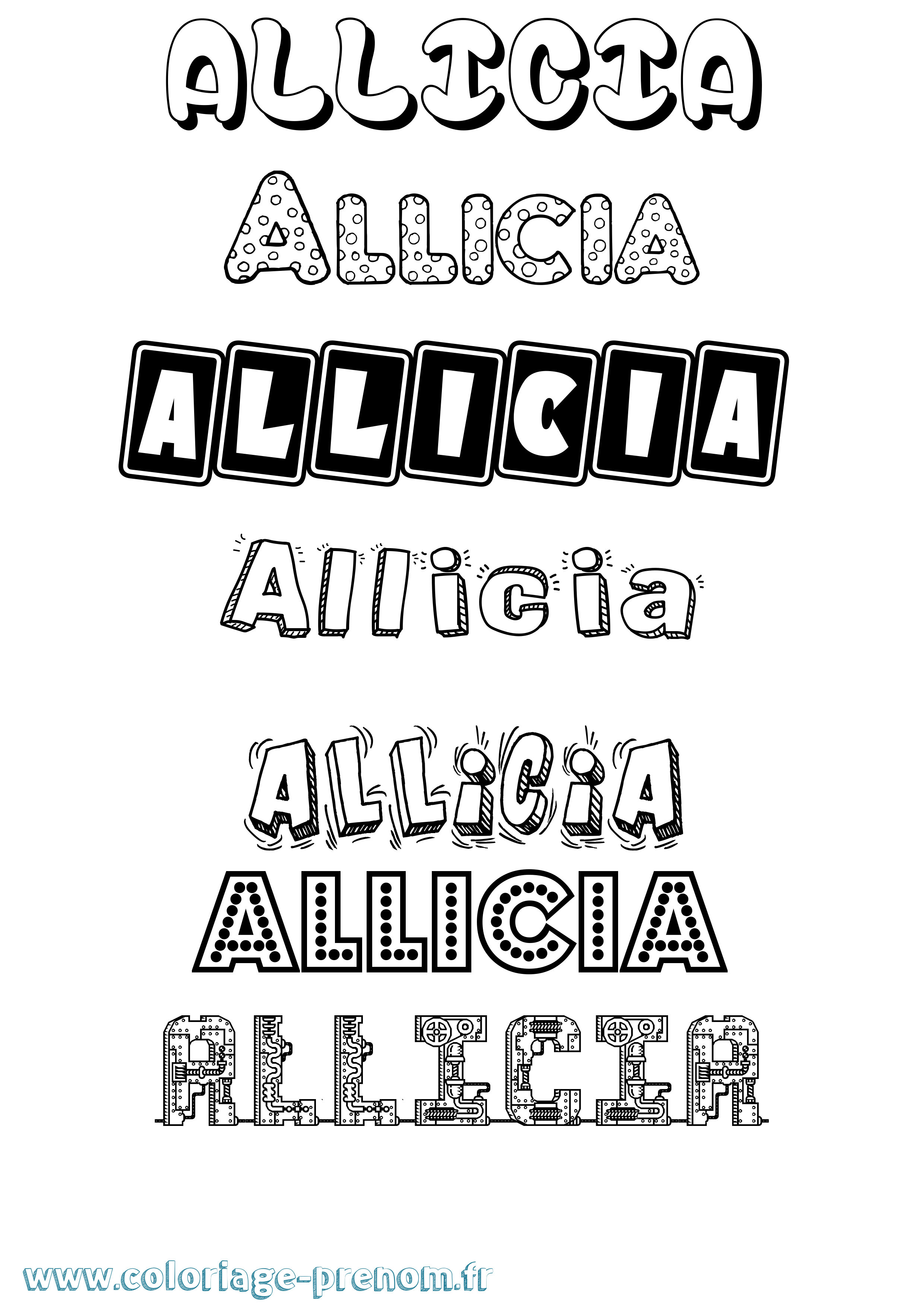 Coloriage Allicia Fun Coloriage prénom Allicia Fun
