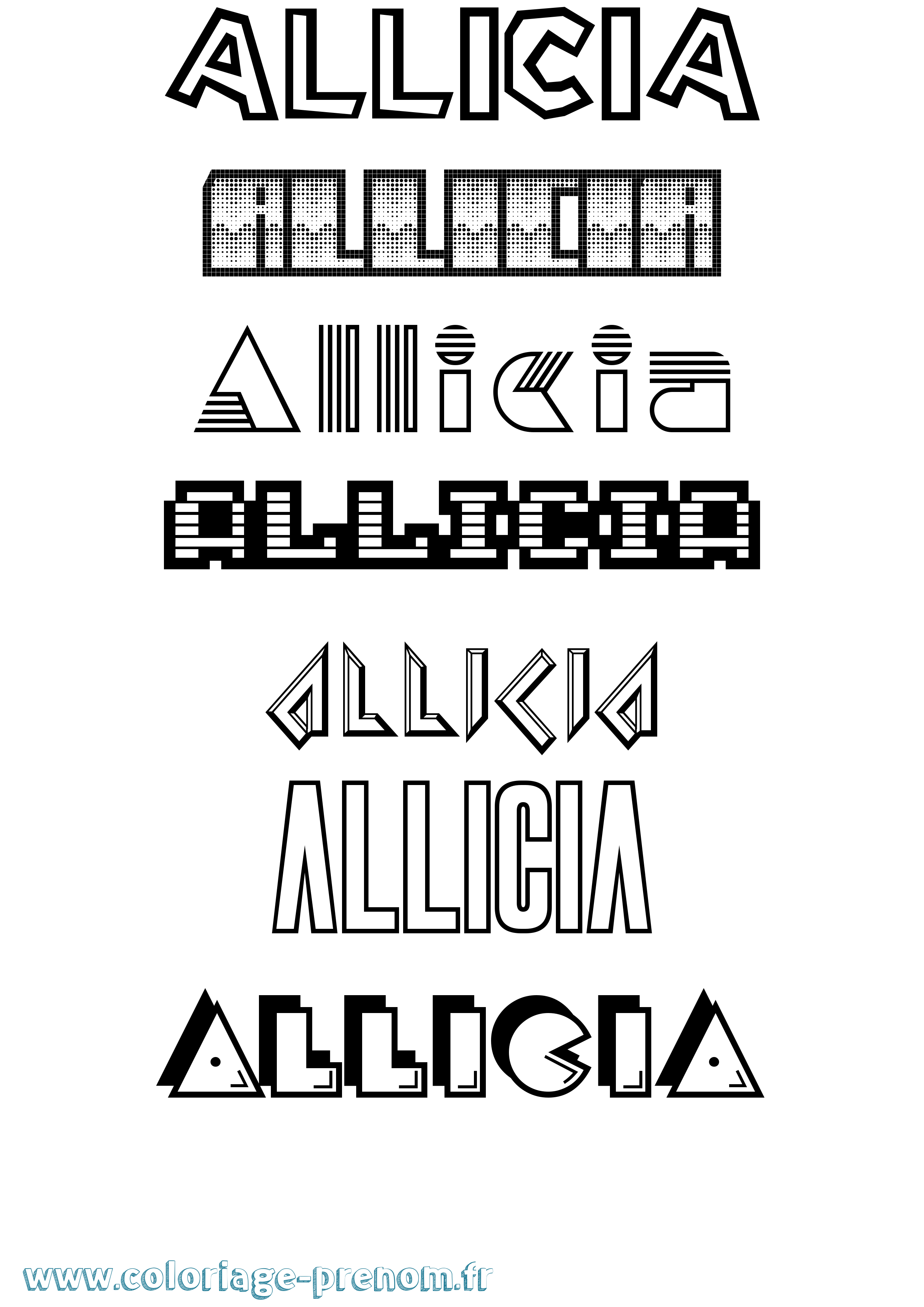 Coloriage Allicia Jeux Vidéos Coloriage prénom Allicia Jeux Vidéos