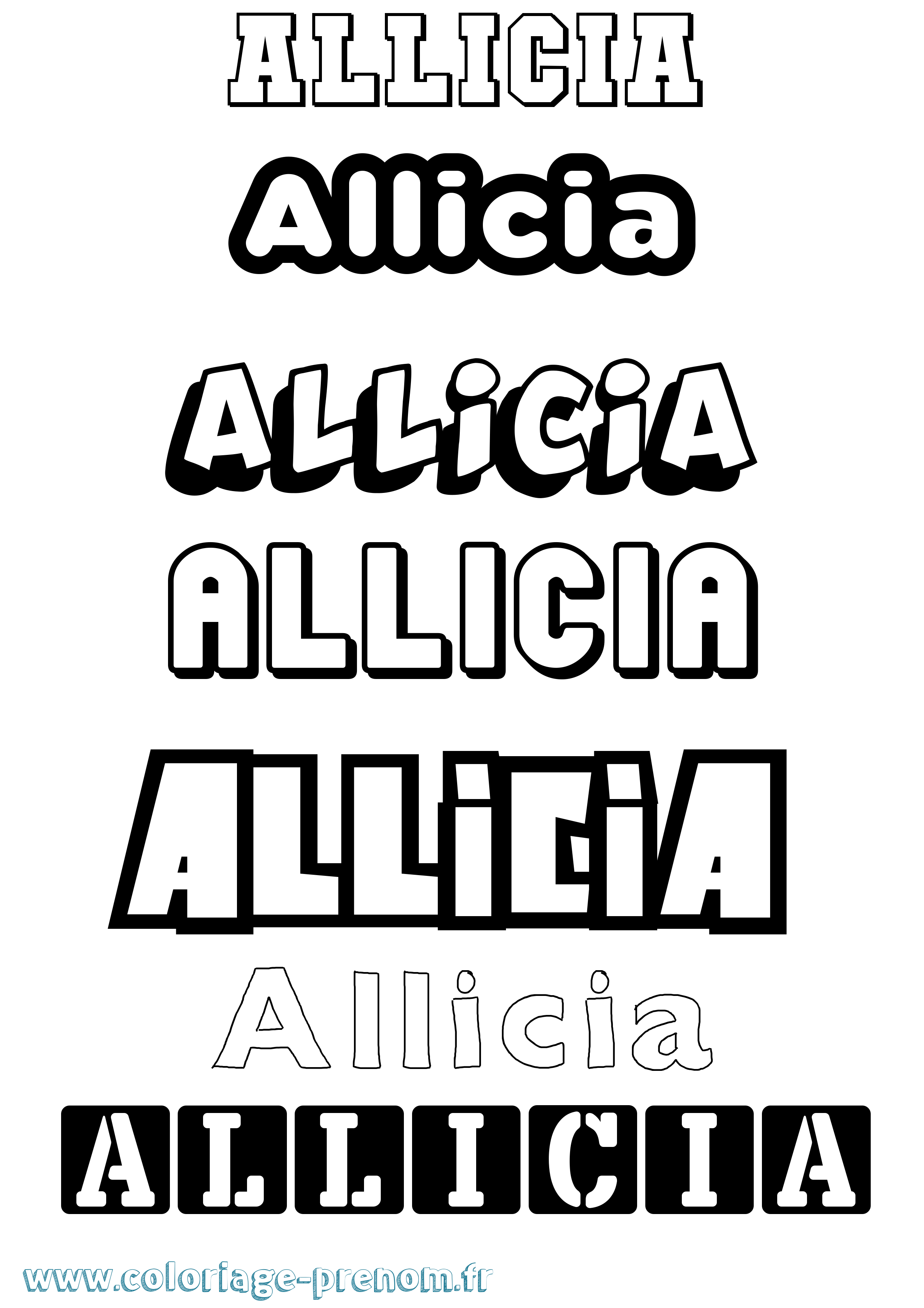 Coloriage Allicia Simple Coloriage prénom Allicia Simple