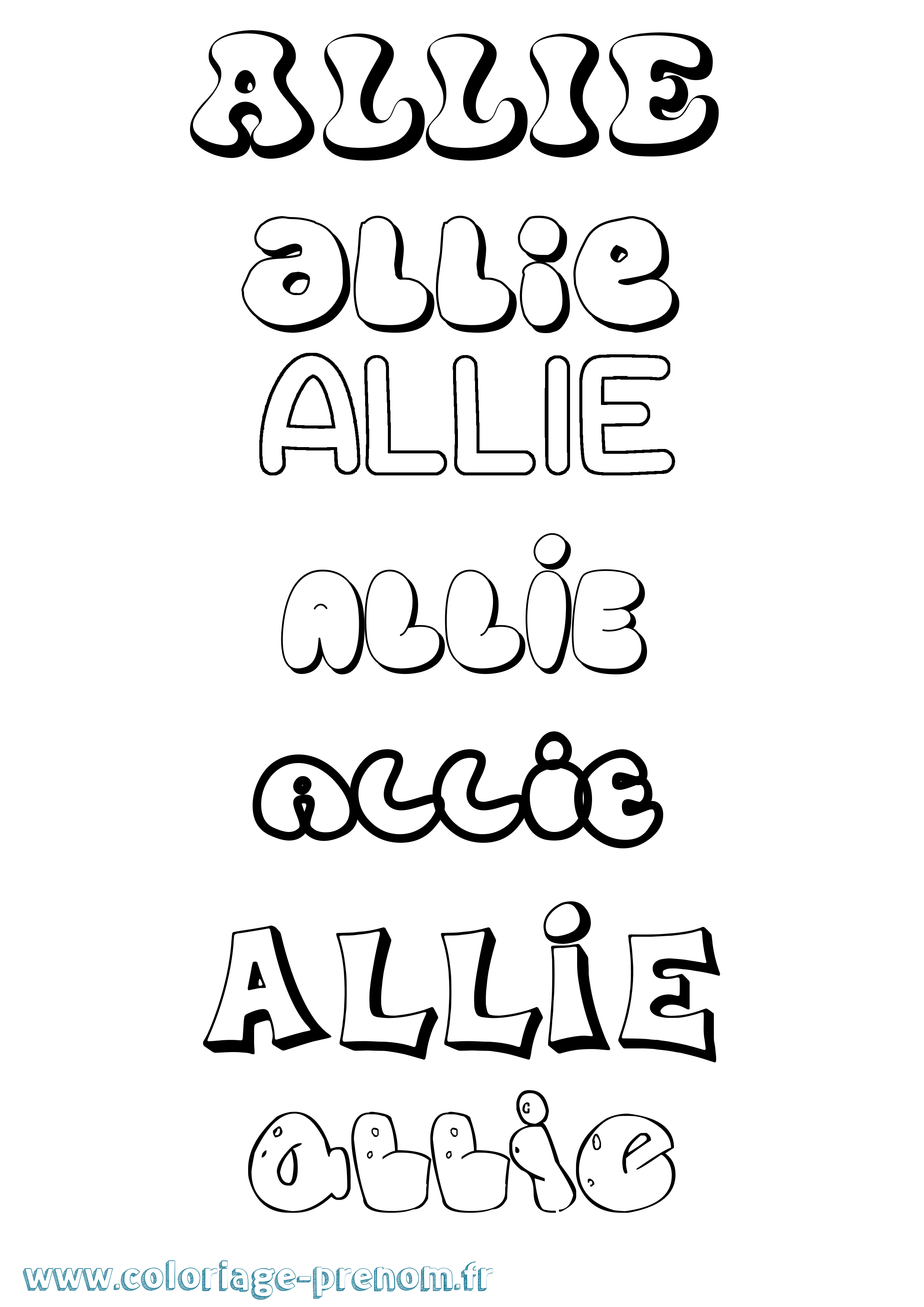 Coloriage Allie Bubble Coloriage prénom Allie Bubble