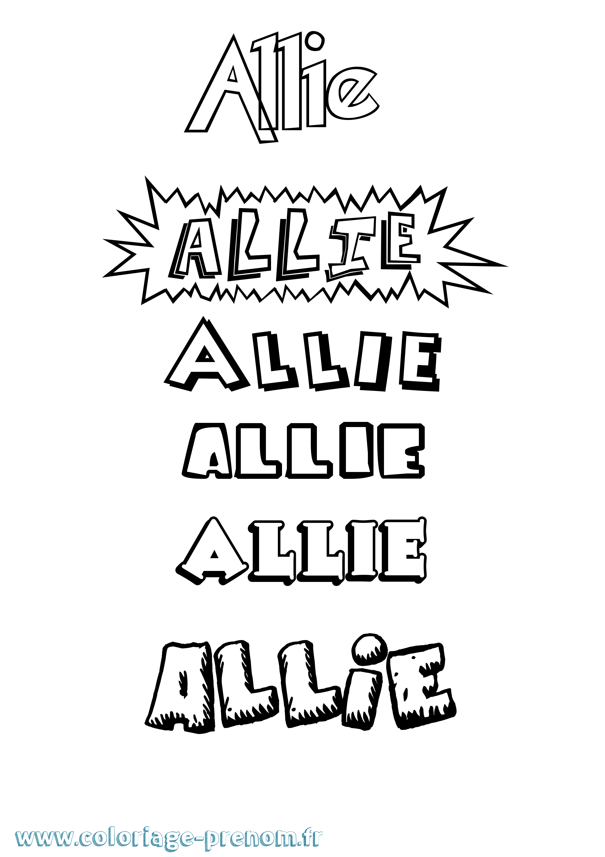Coloriage Allie Dessin Animé Coloriage prénom Allie Dessin Animé