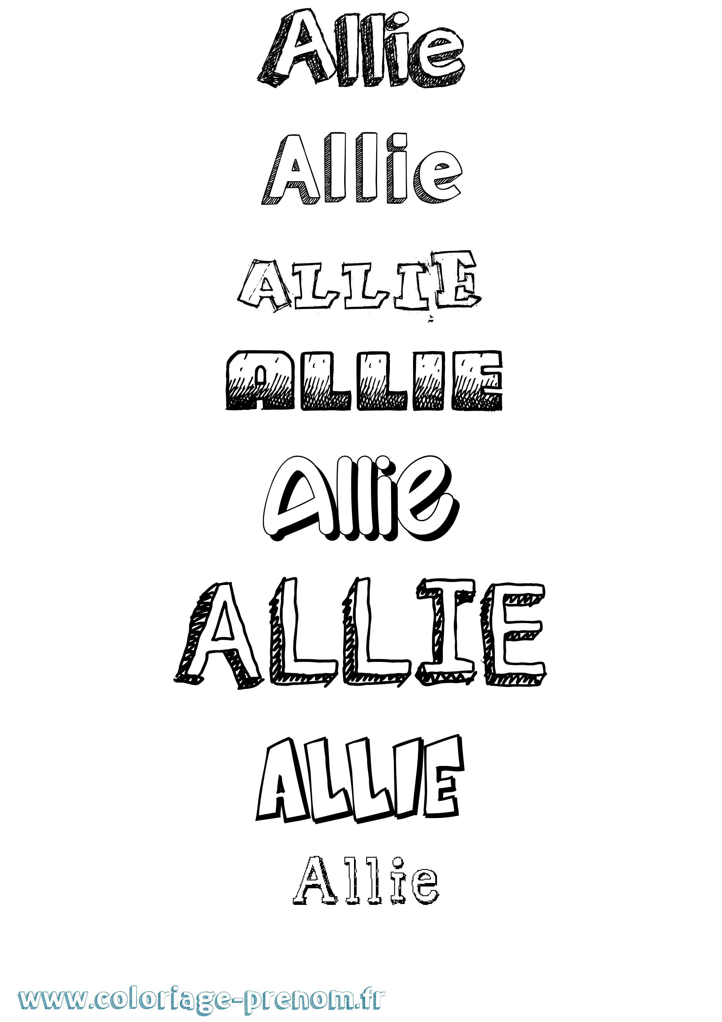 Coloriage Allie Dessiné Coloriage prénom Allie Dessiné