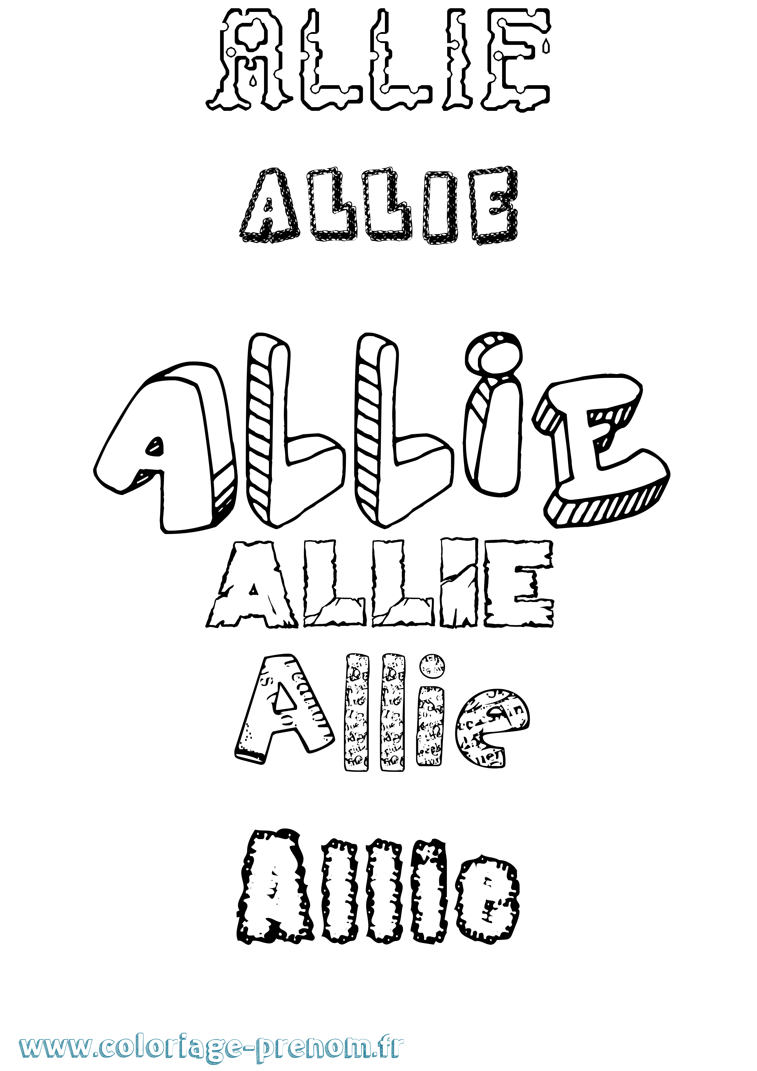 Coloriage Allie Destructuré Coloriage prénom Allie Destructuré
