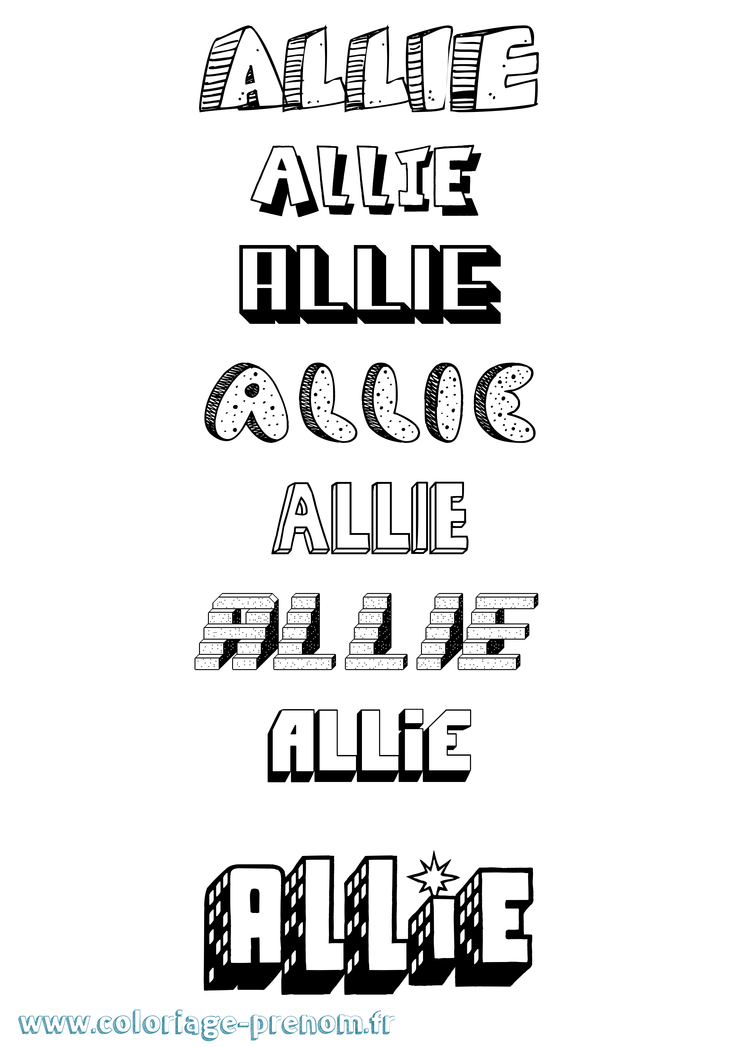Coloriage Allie Effet 3D Coloriage prénom Allie Effet 3D