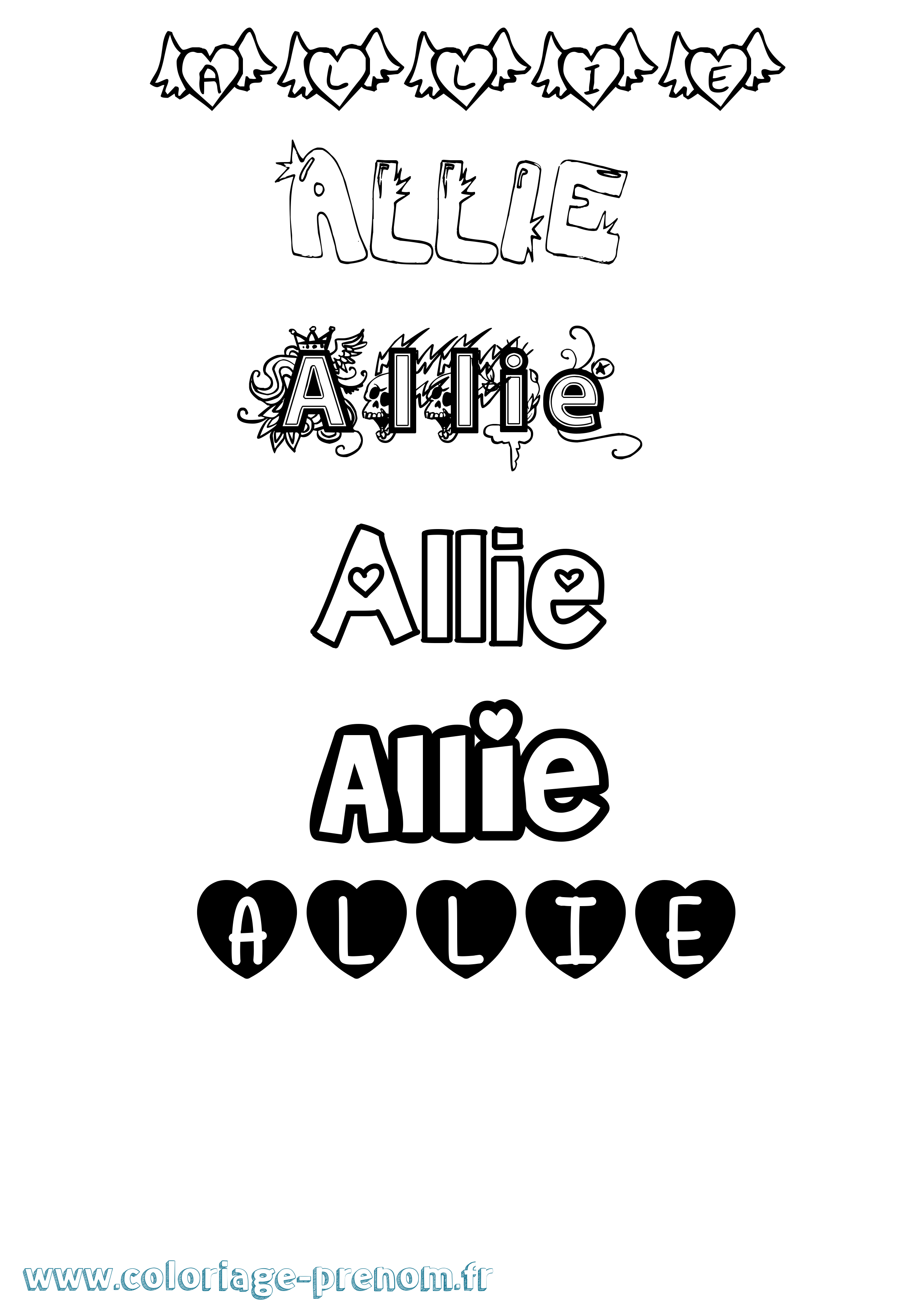 Coloriage Allie Girly Coloriage prénom Allie Girly