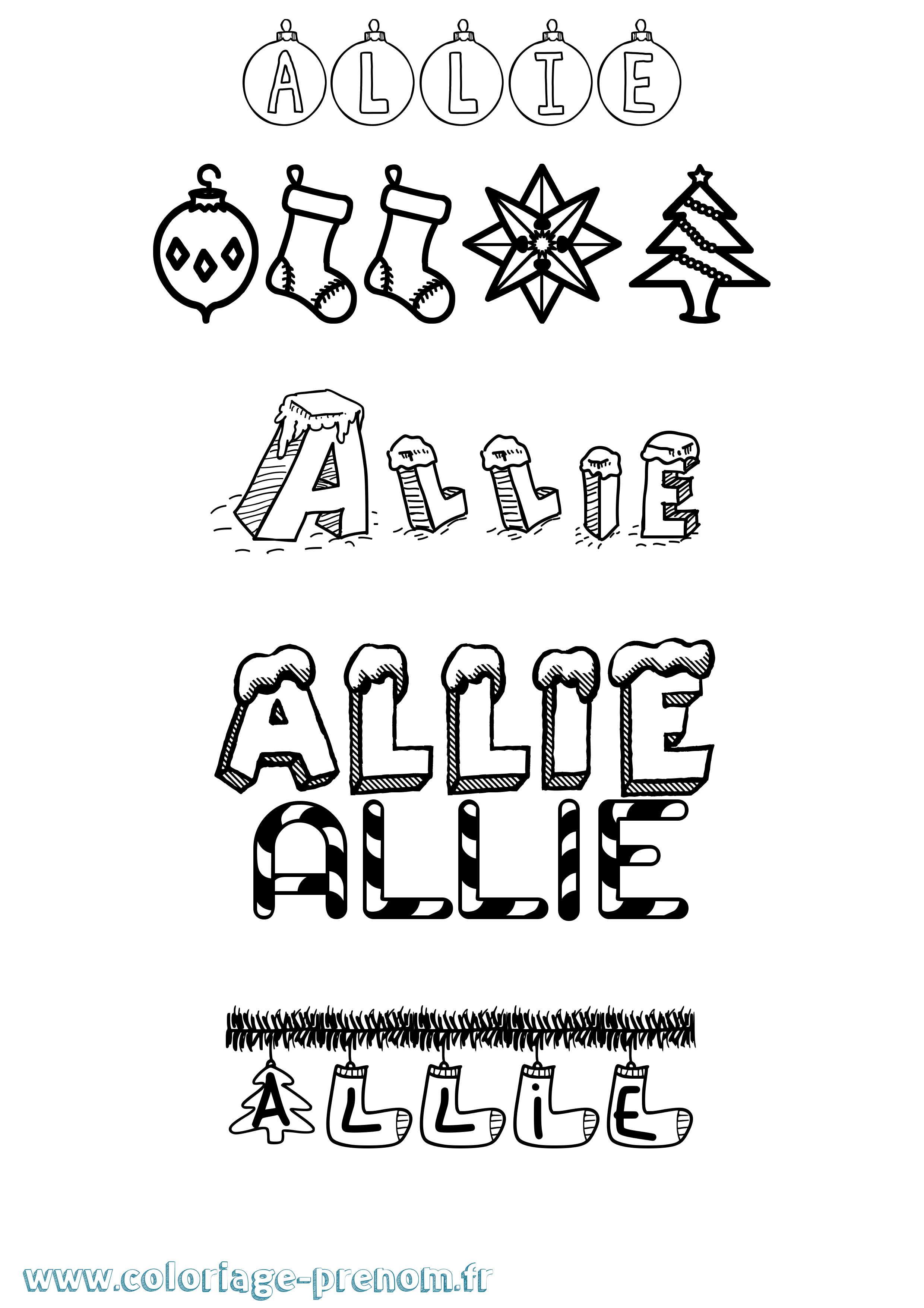 Coloriage Allie Noël Coloriage prénom Allie Noël