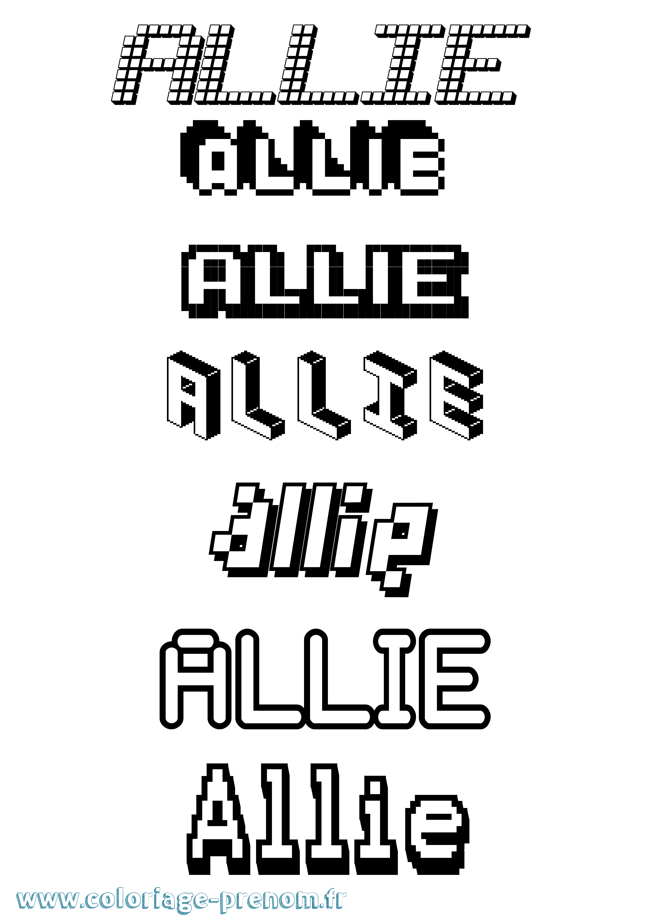 Coloriage Allie Pixel Coloriage prénom Allie Pixel