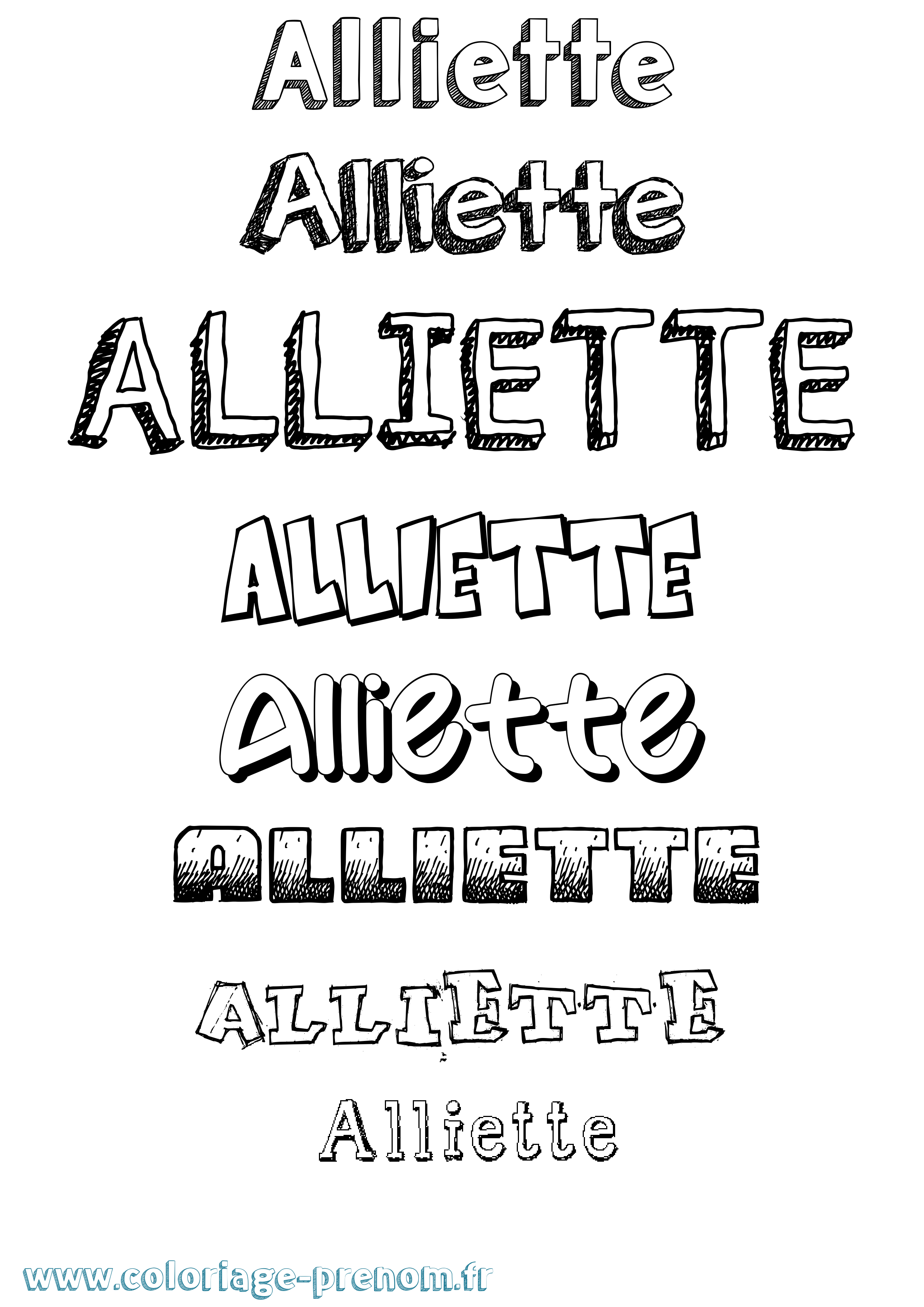 Coloriage prénom Alliette Dessiné