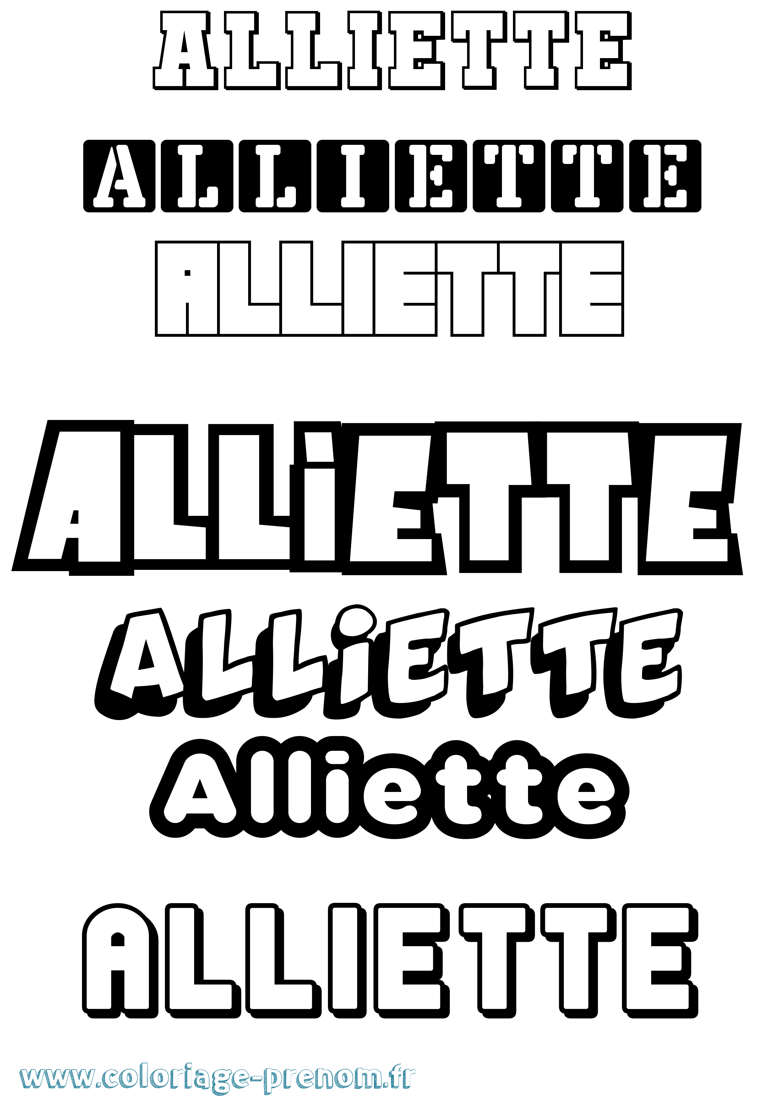 Coloriage prénom Alliette Simple