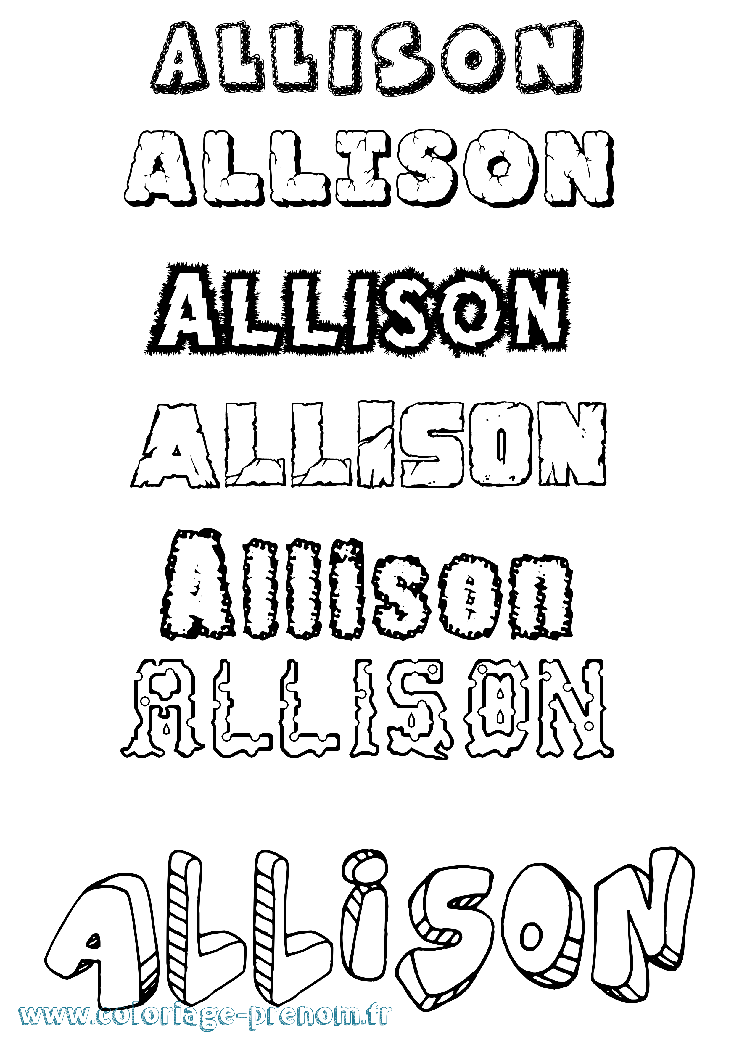 Coloriage prénom Allison Destructuré