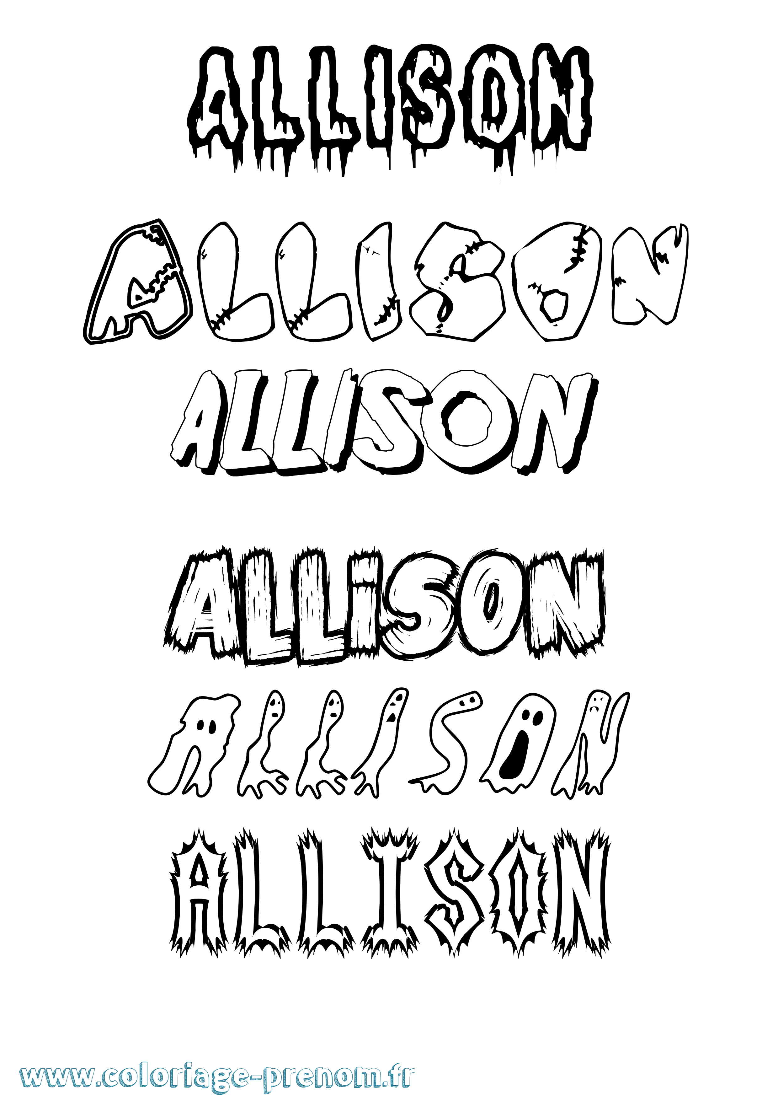 Coloriage prénom Allison Frisson