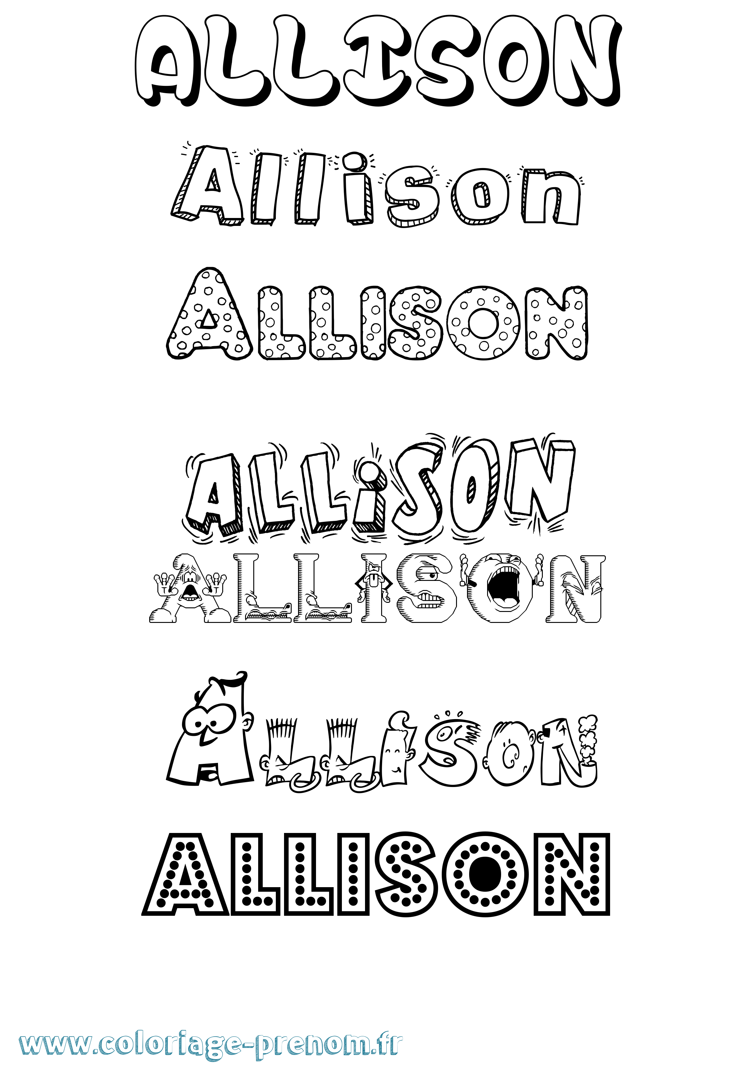 Coloriage prénom Allison Fun