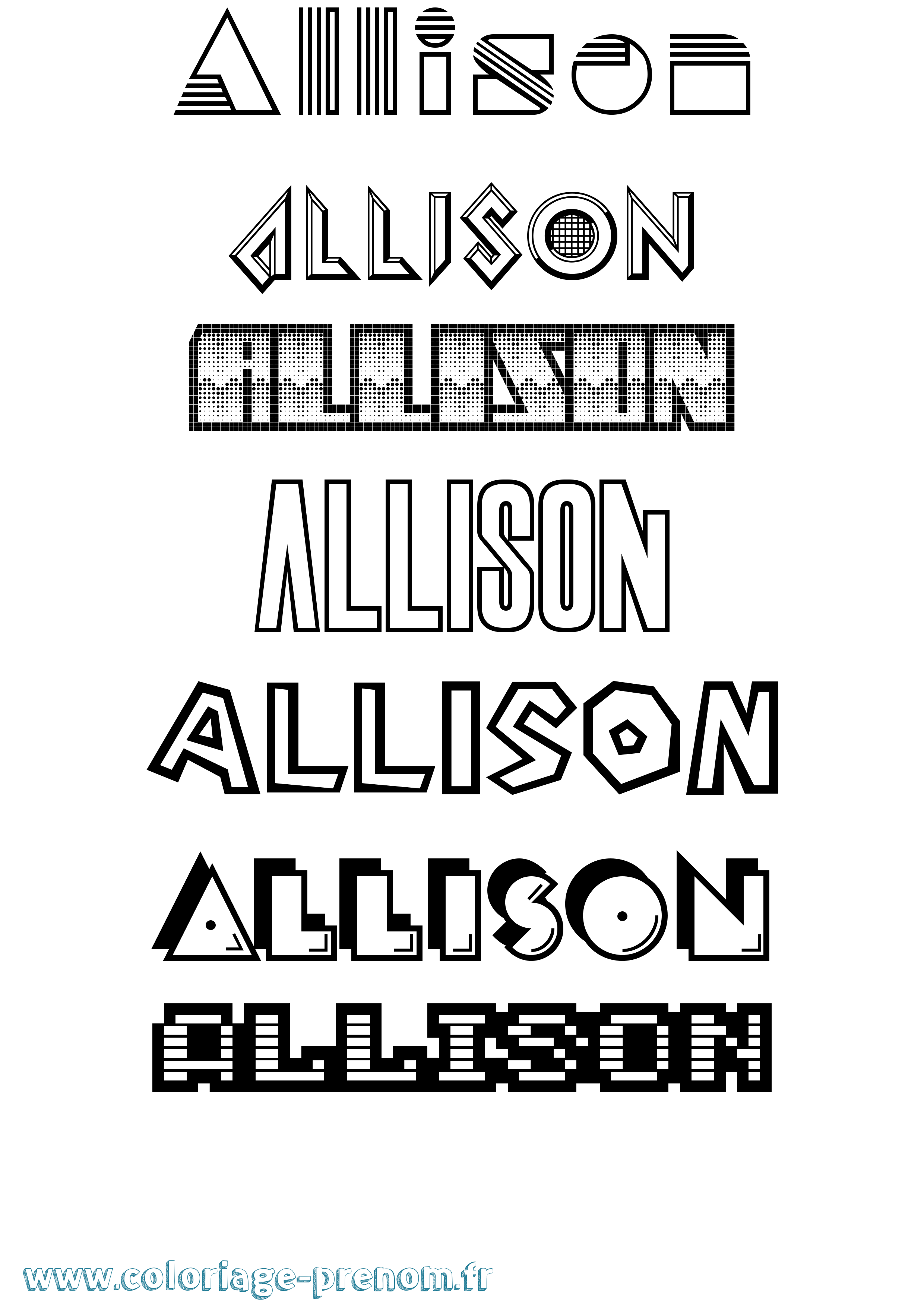 Coloriage prénom Allison Jeux Vidéos