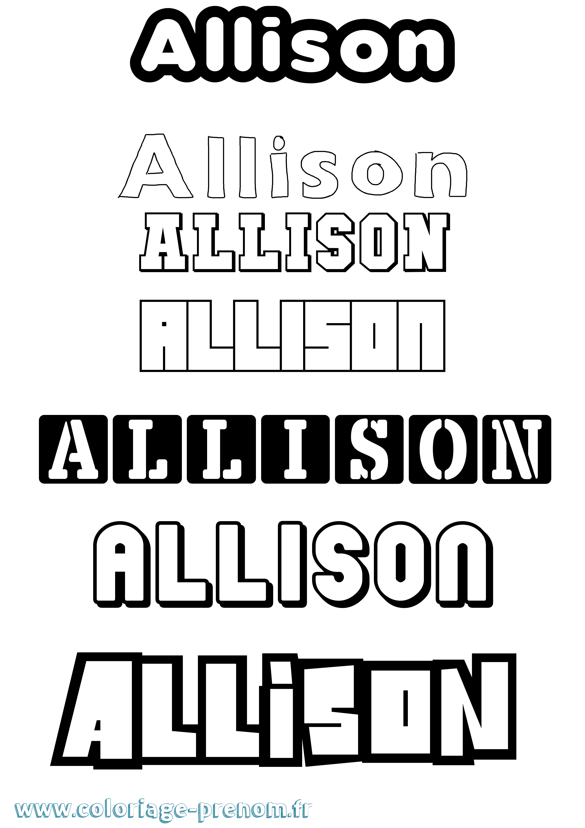Coloriage prénom Allison Simple