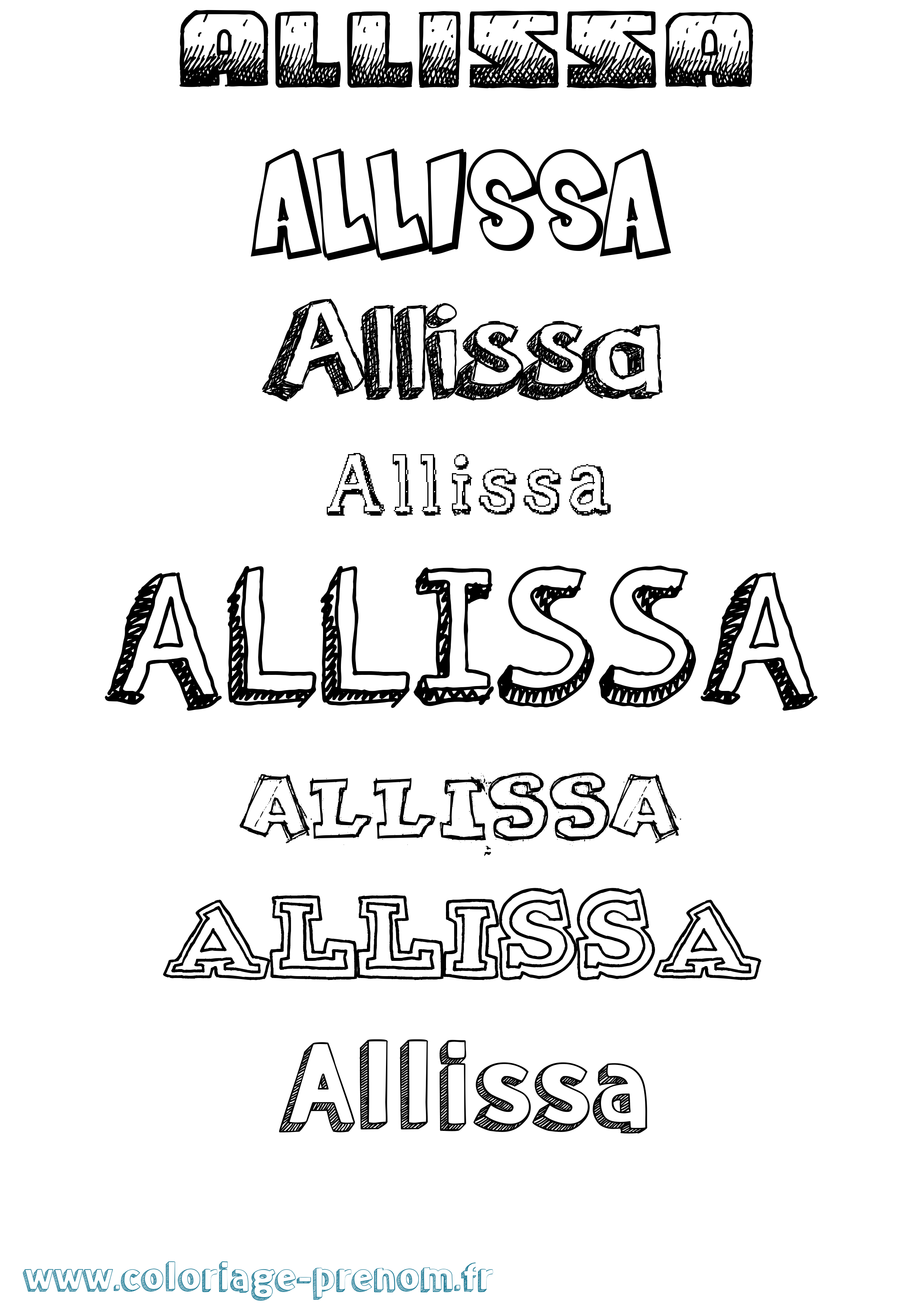 Coloriage prénom Allissa Dessiné