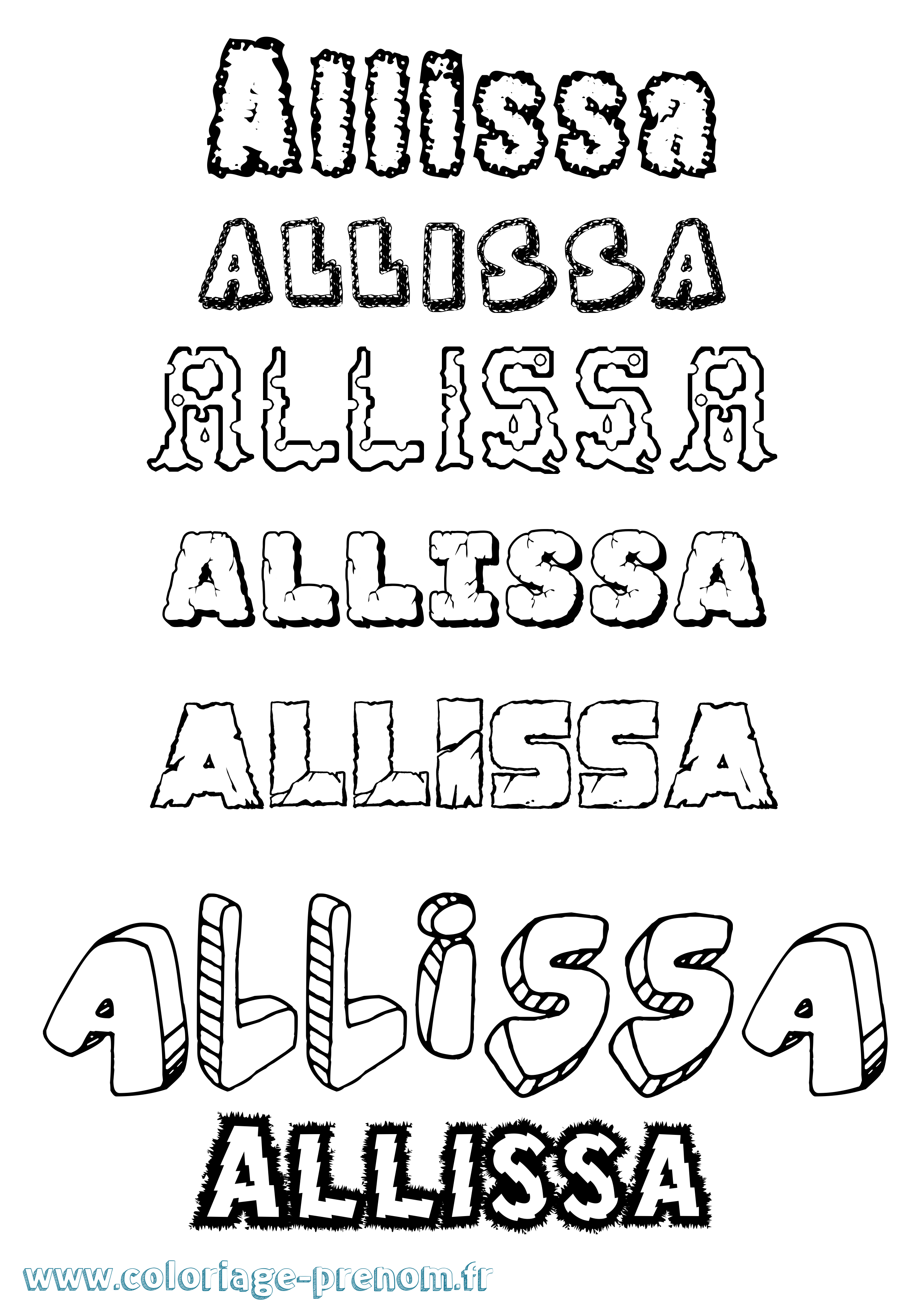 Coloriage prénom Allissa Destructuré