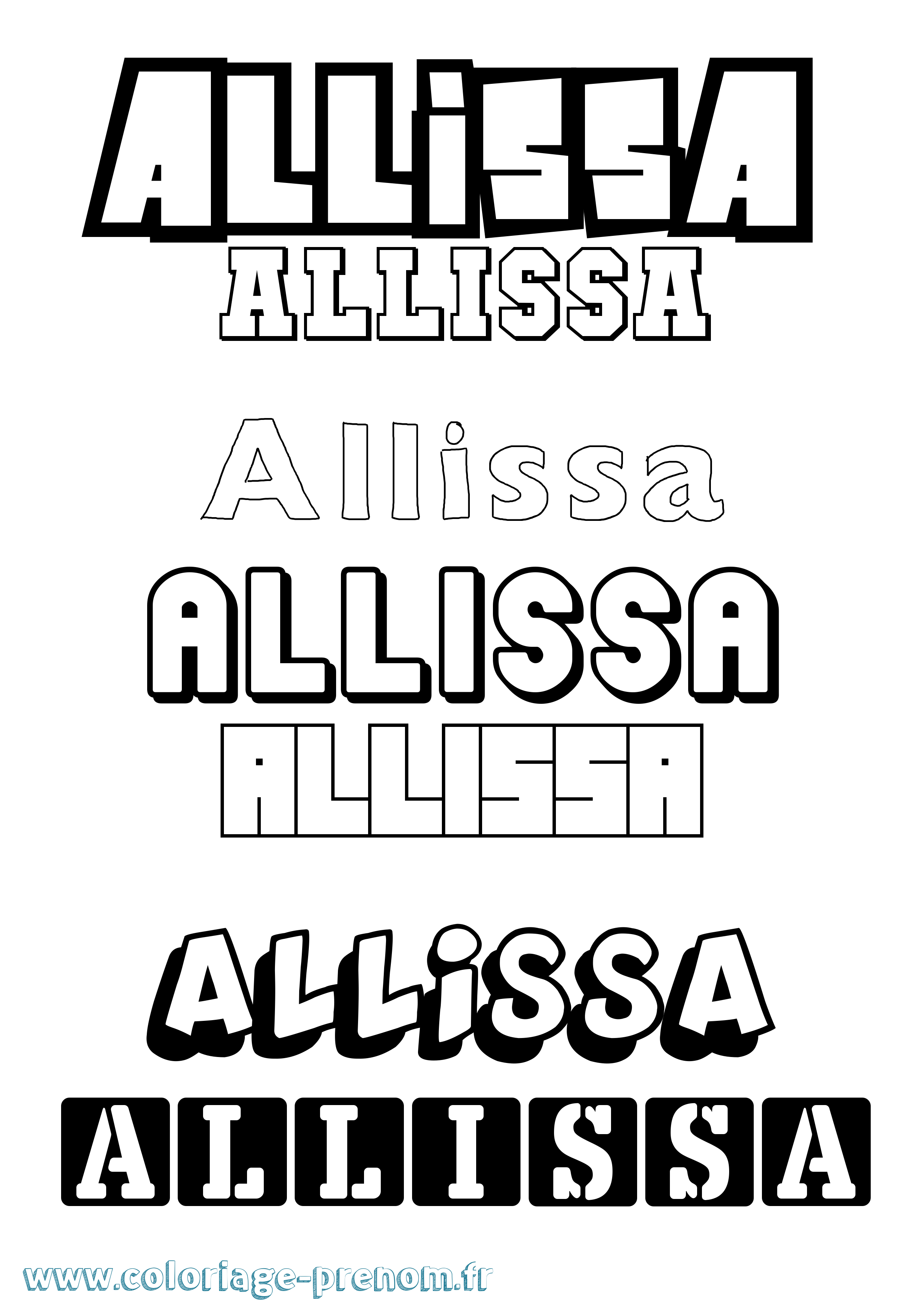 Coloriage prénom Allissa Simple