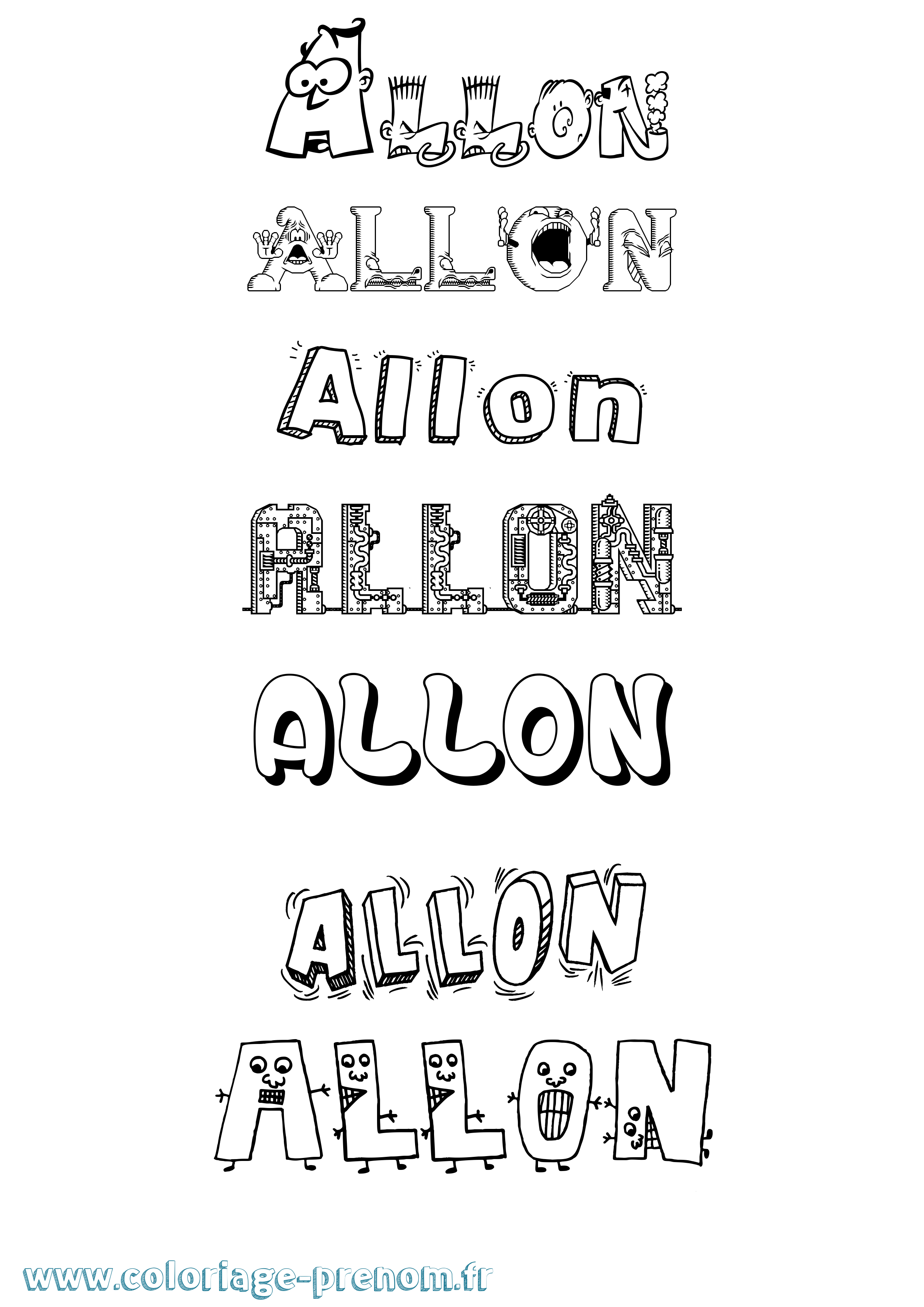 Coloriage prénom Allon Fun