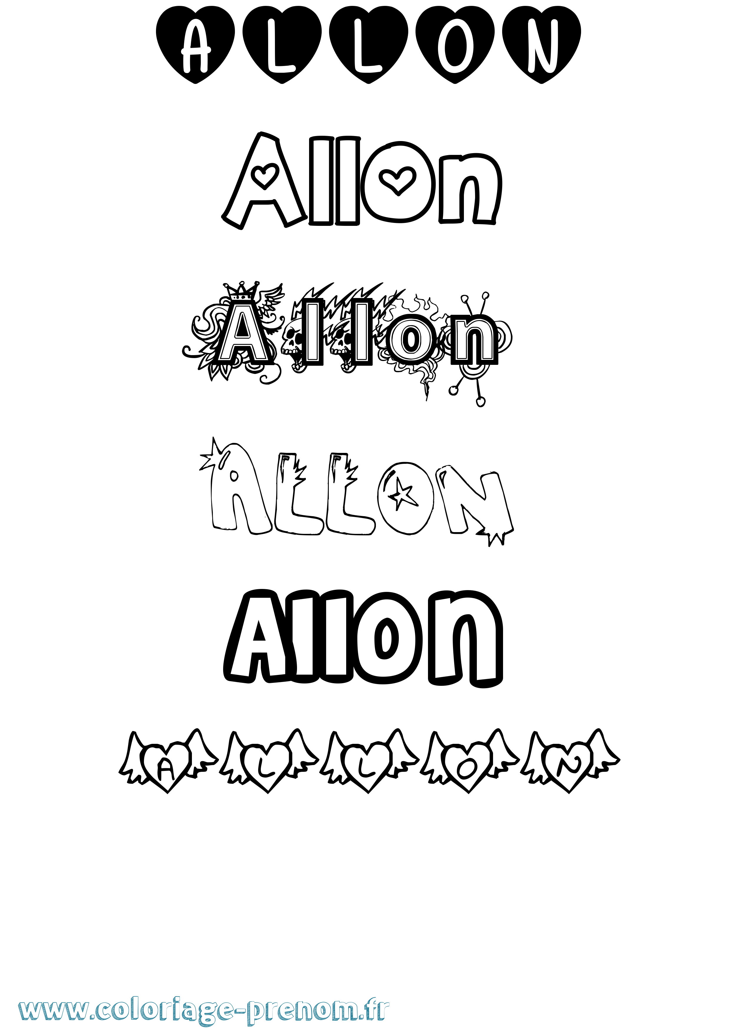 Coloriage prénom Allon Girly