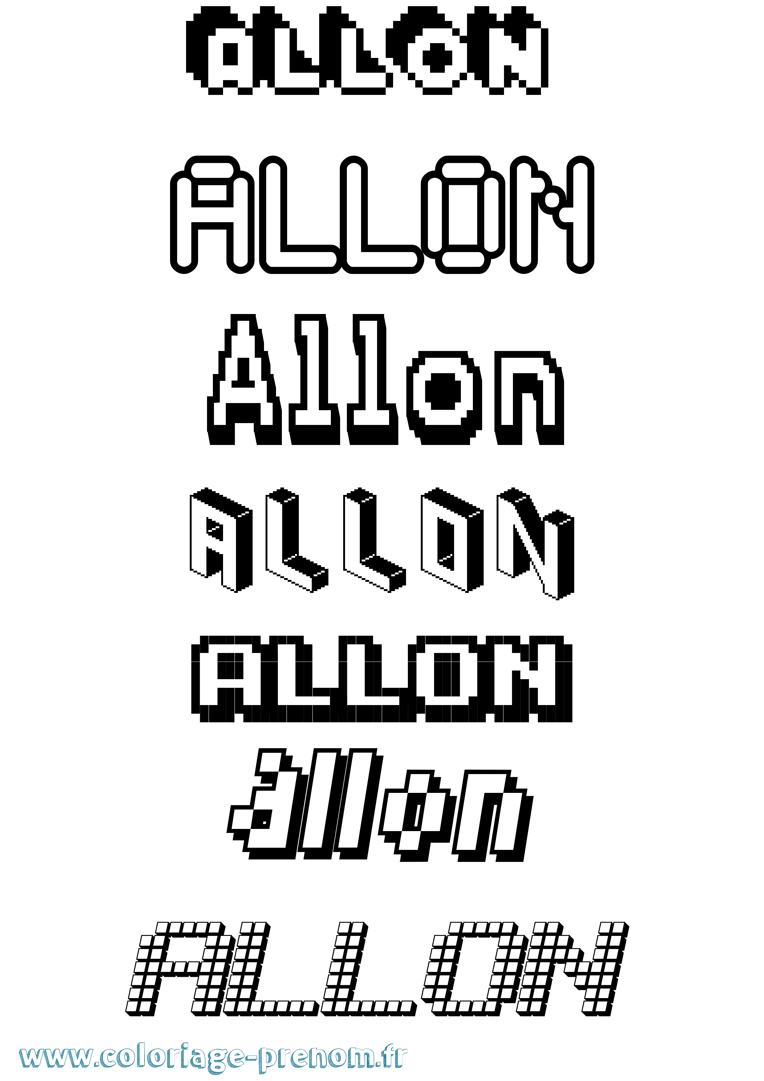 Coloriage prénom Allon Pixel