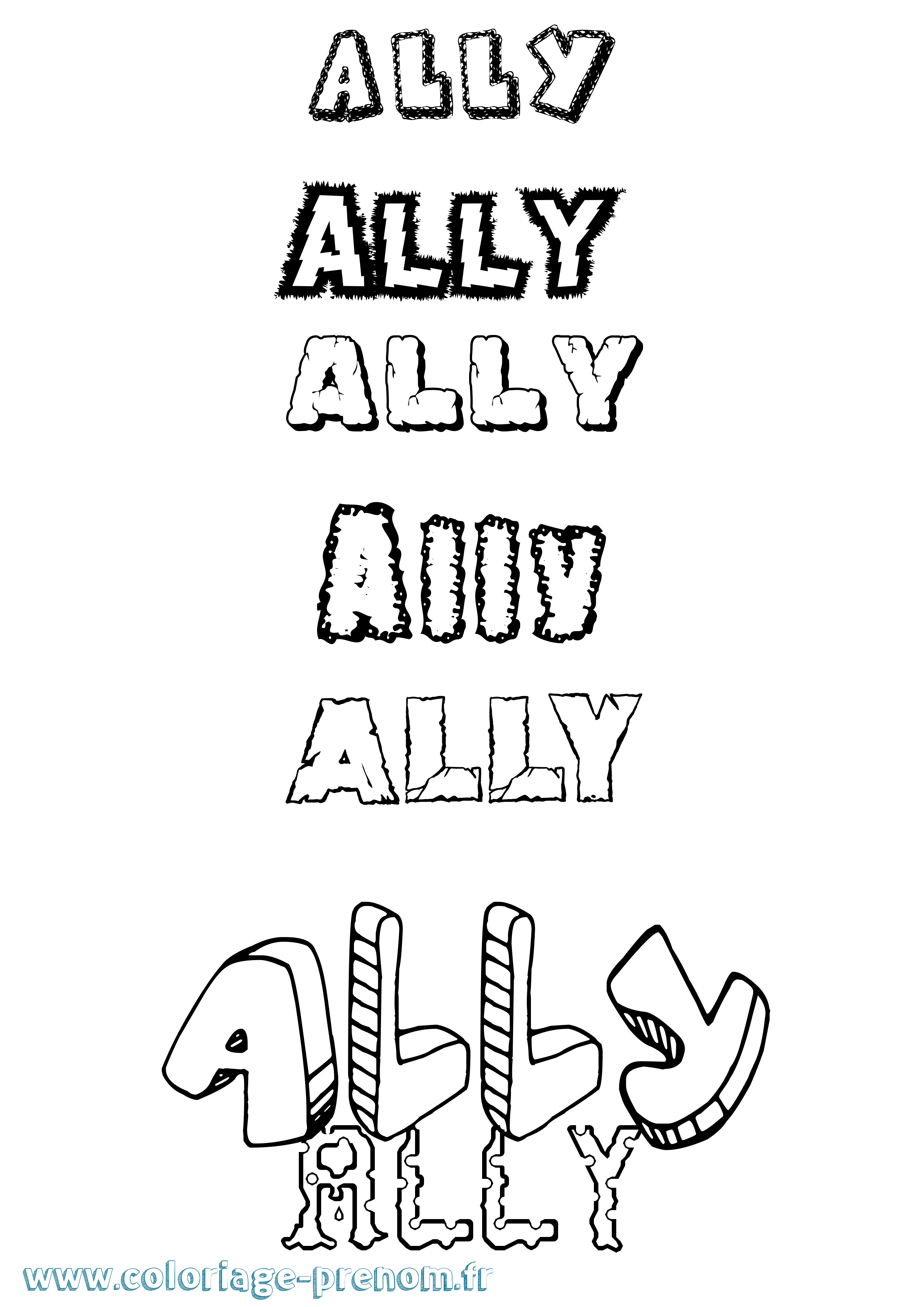 Coloriage prénom Ally Destructuré
