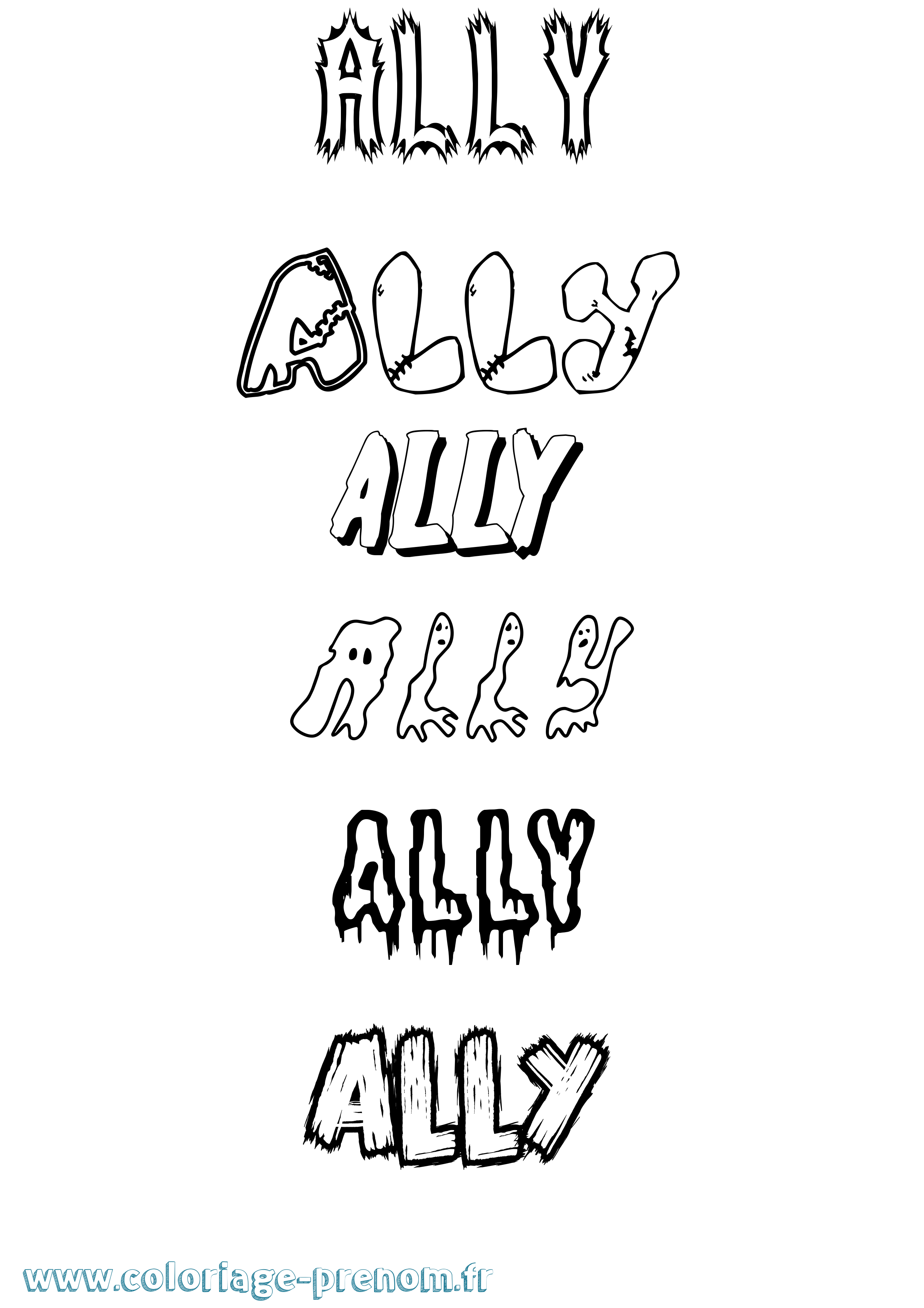Coloriage prénom Ally Frisson