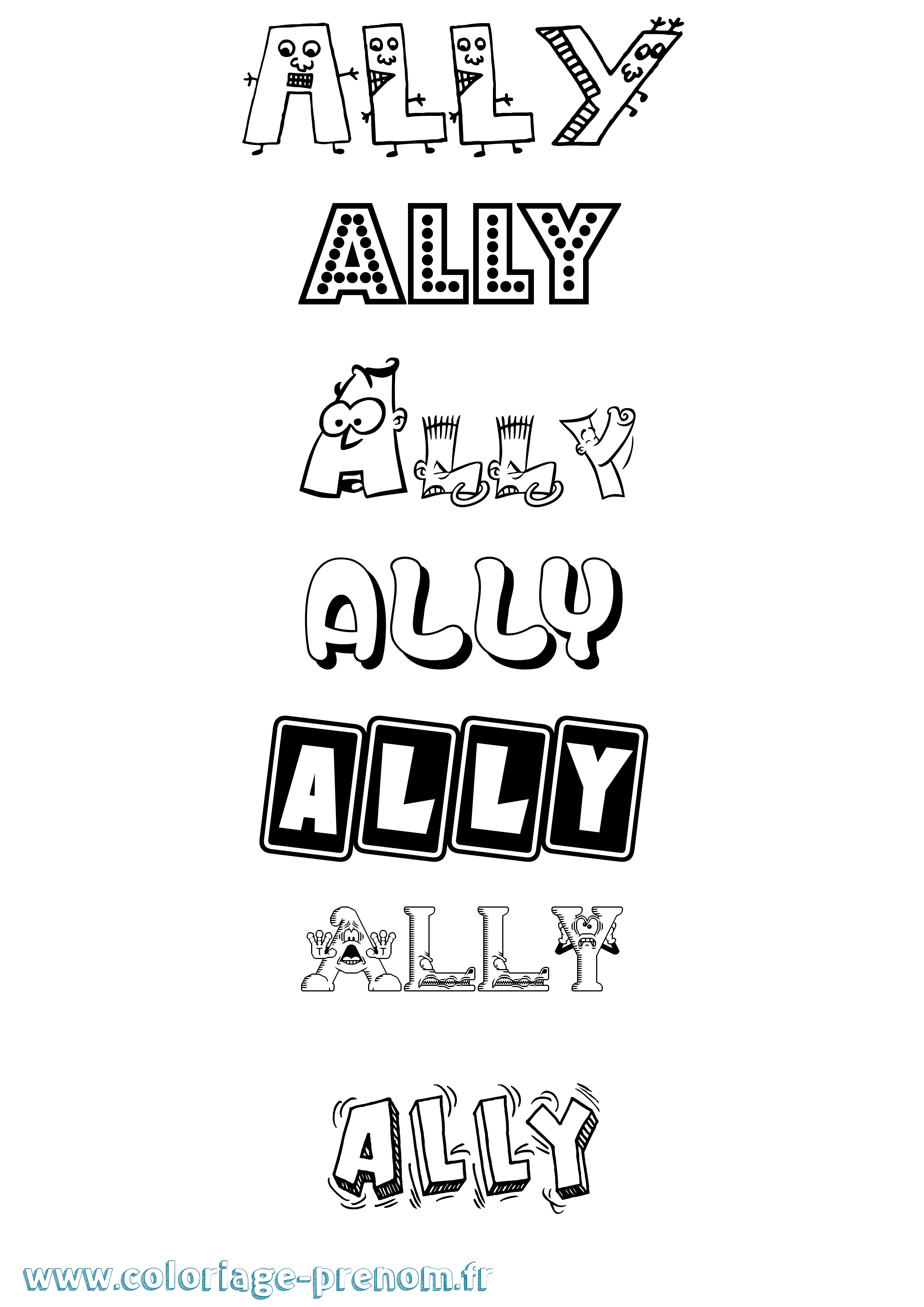 Coloriage prénom Ally Fun