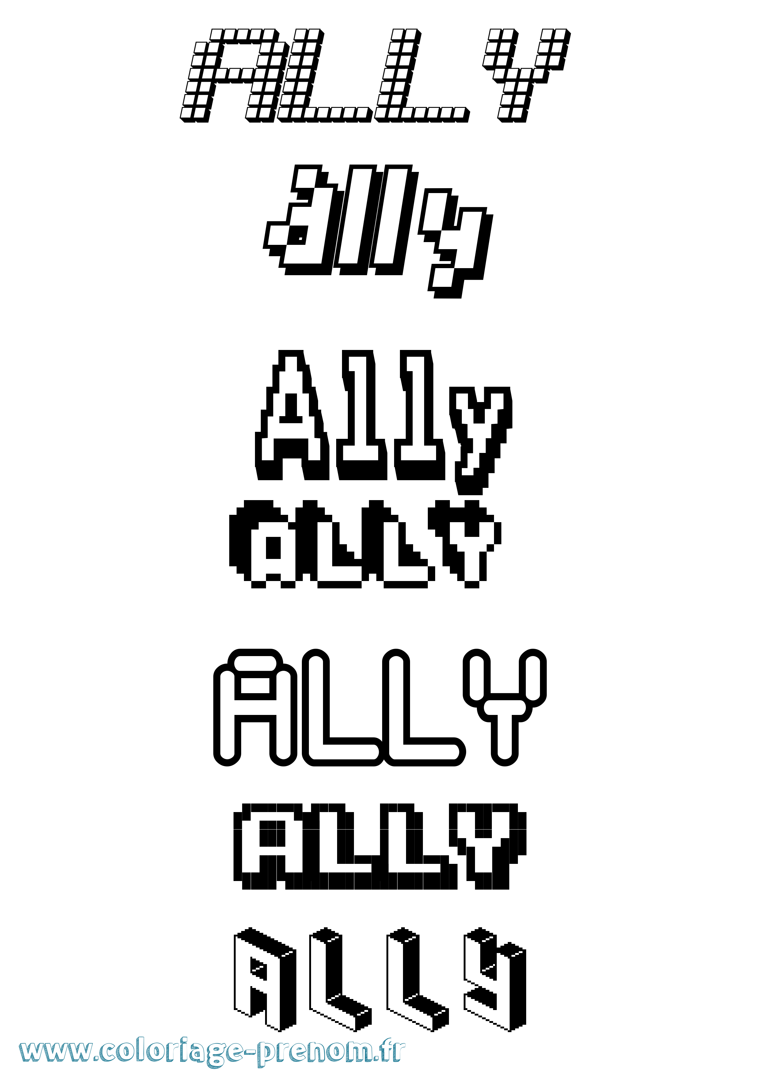 Coloriage prénom Ally Pixel