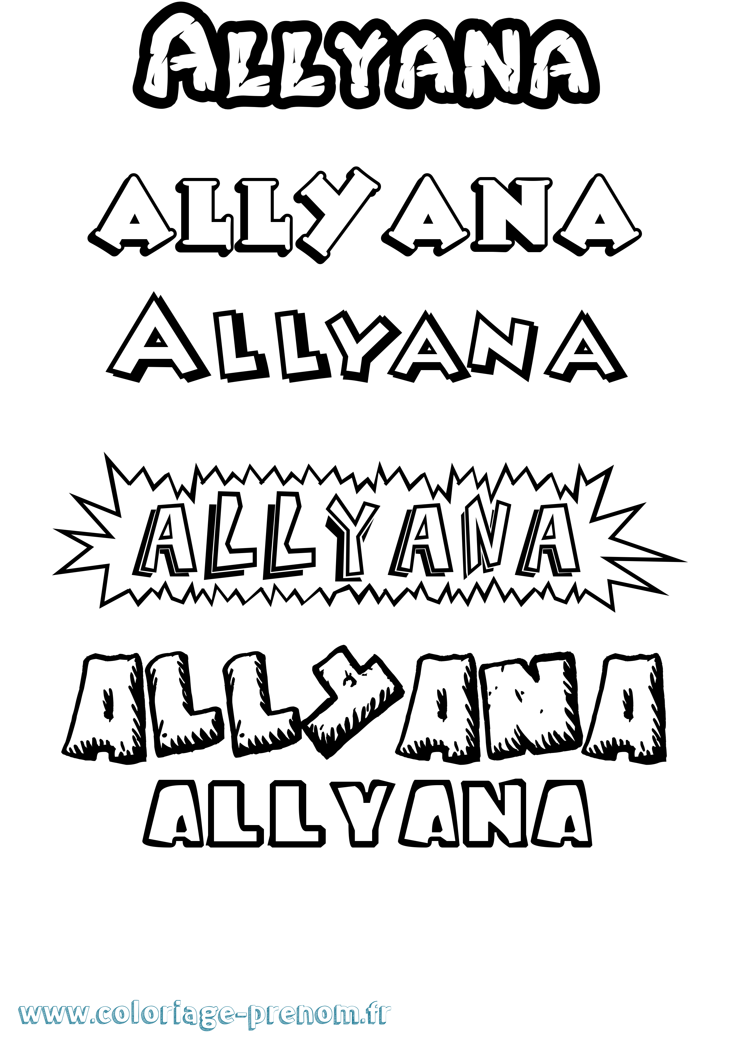 Coloriage prénom Allyana Dessin Animé