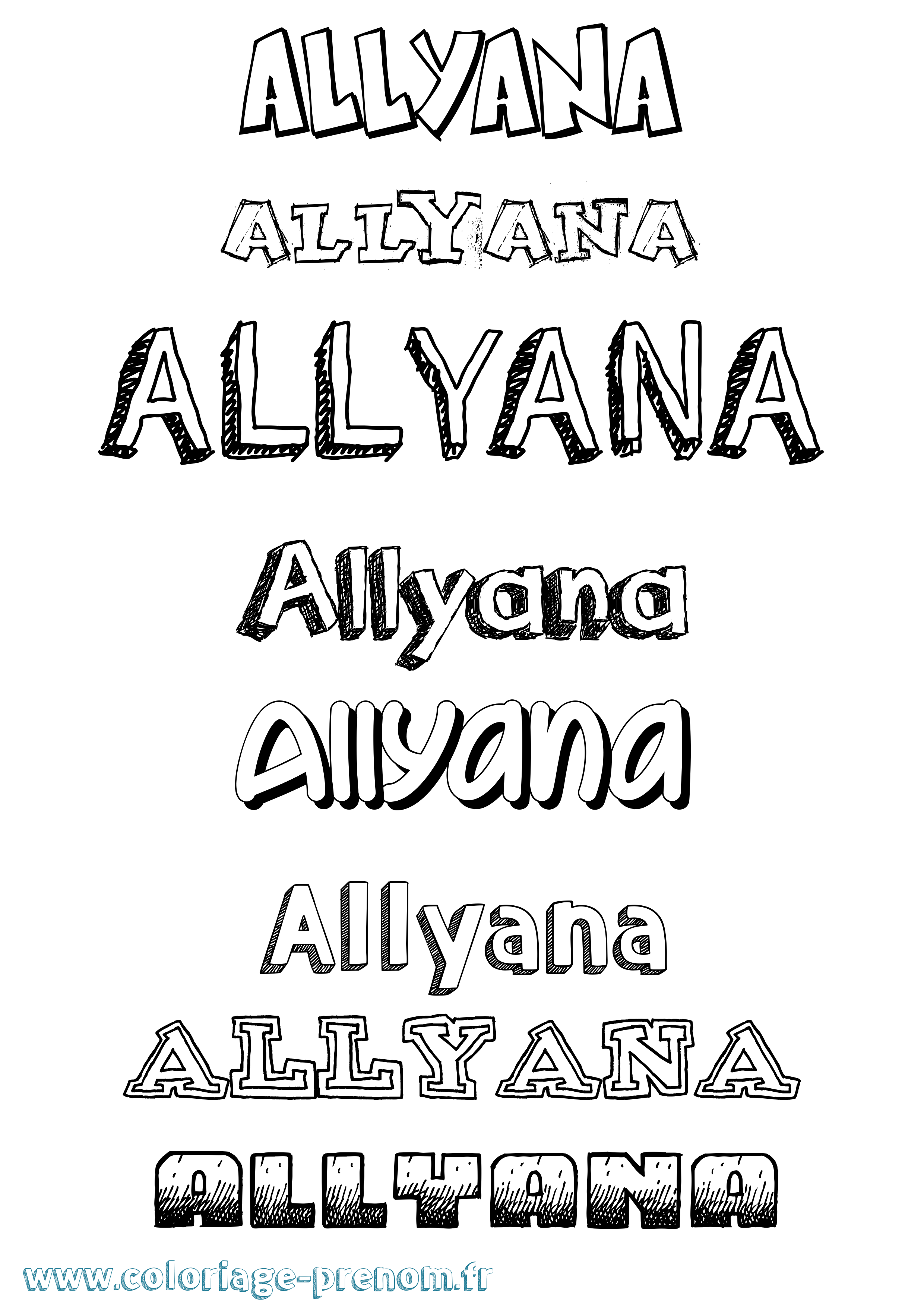 Coloriage prénom Allyana Dessiné