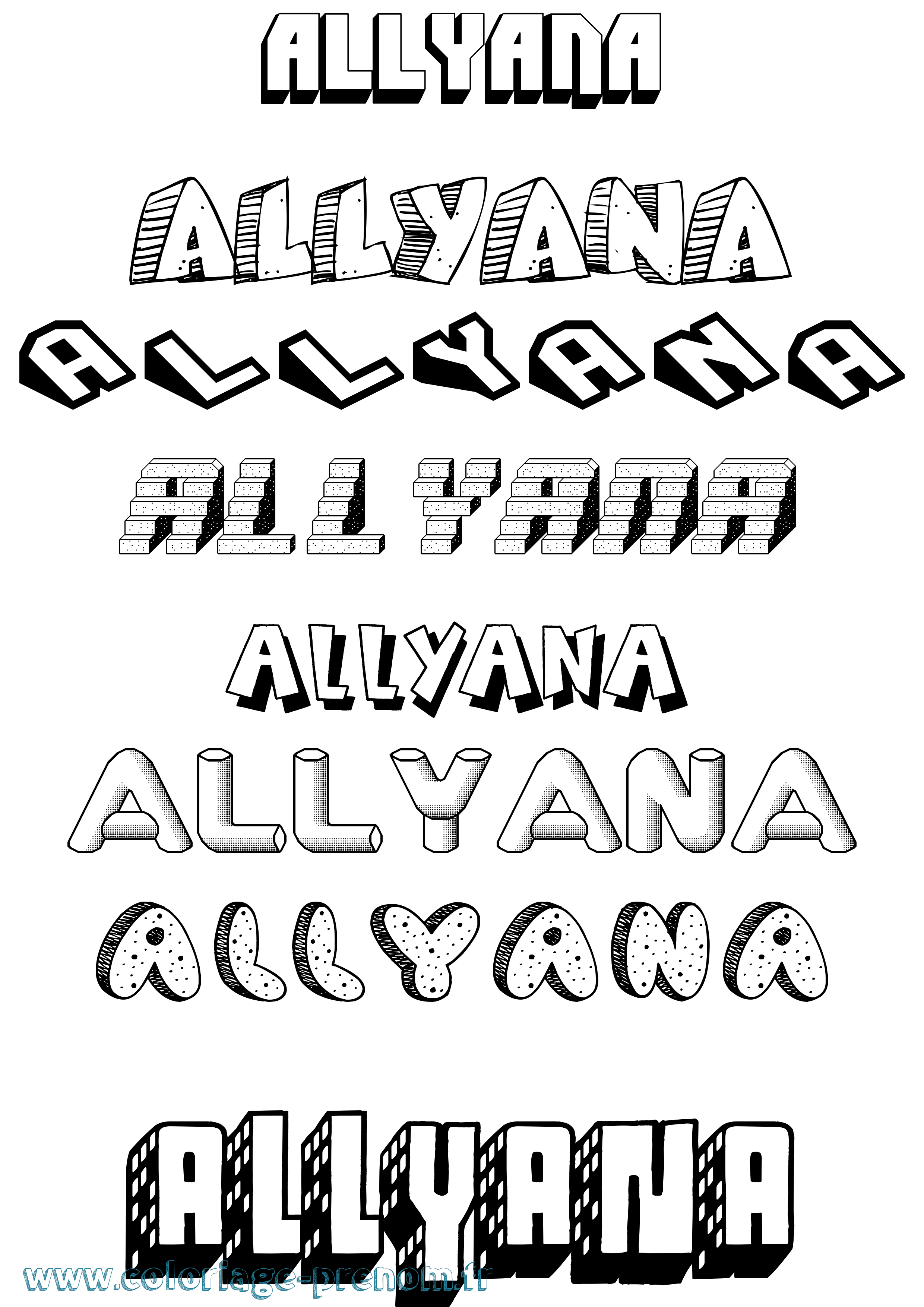 Coloriage prénom Allyana Effet 3D