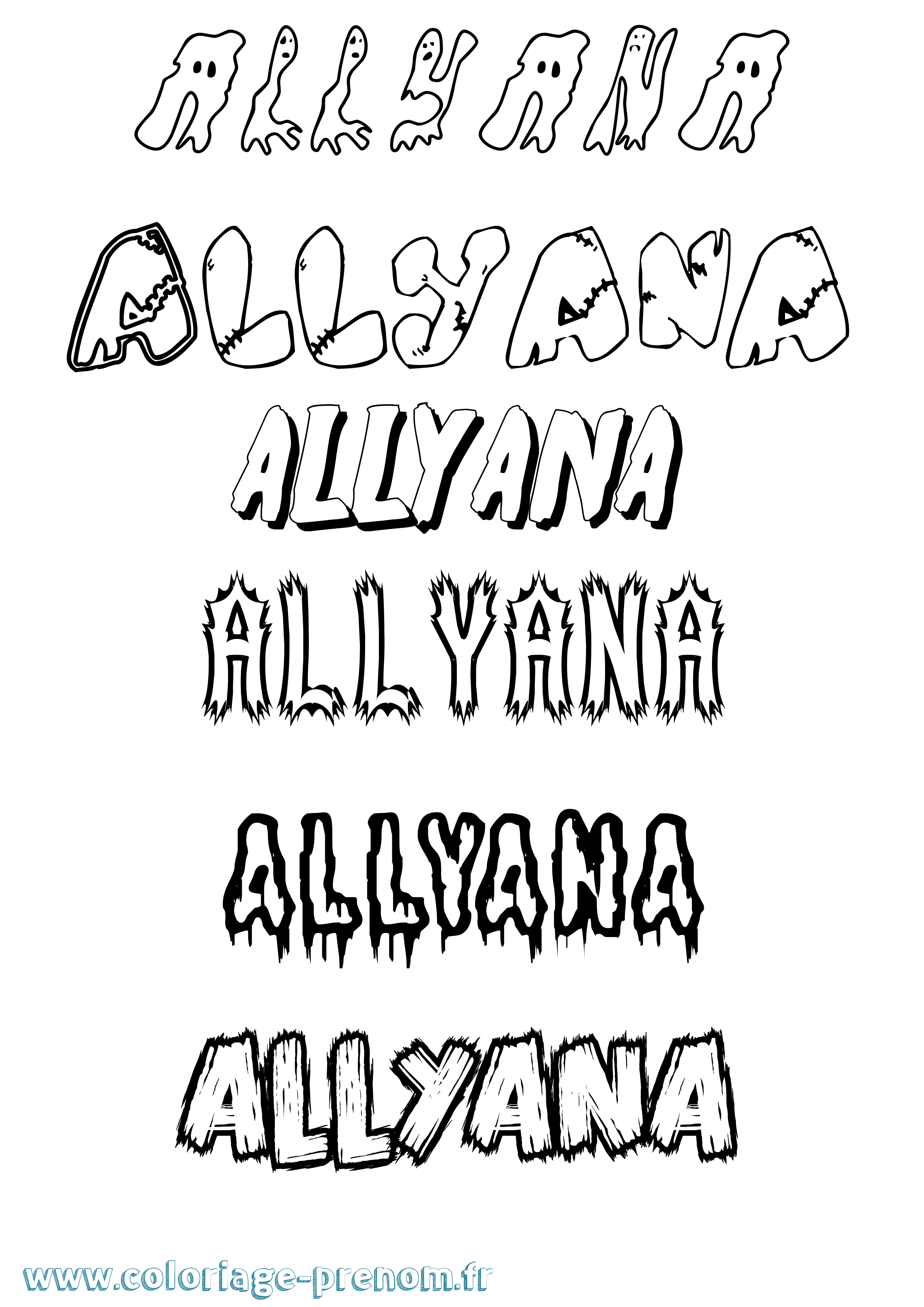 Coloriage prénom Allyana Frisson
