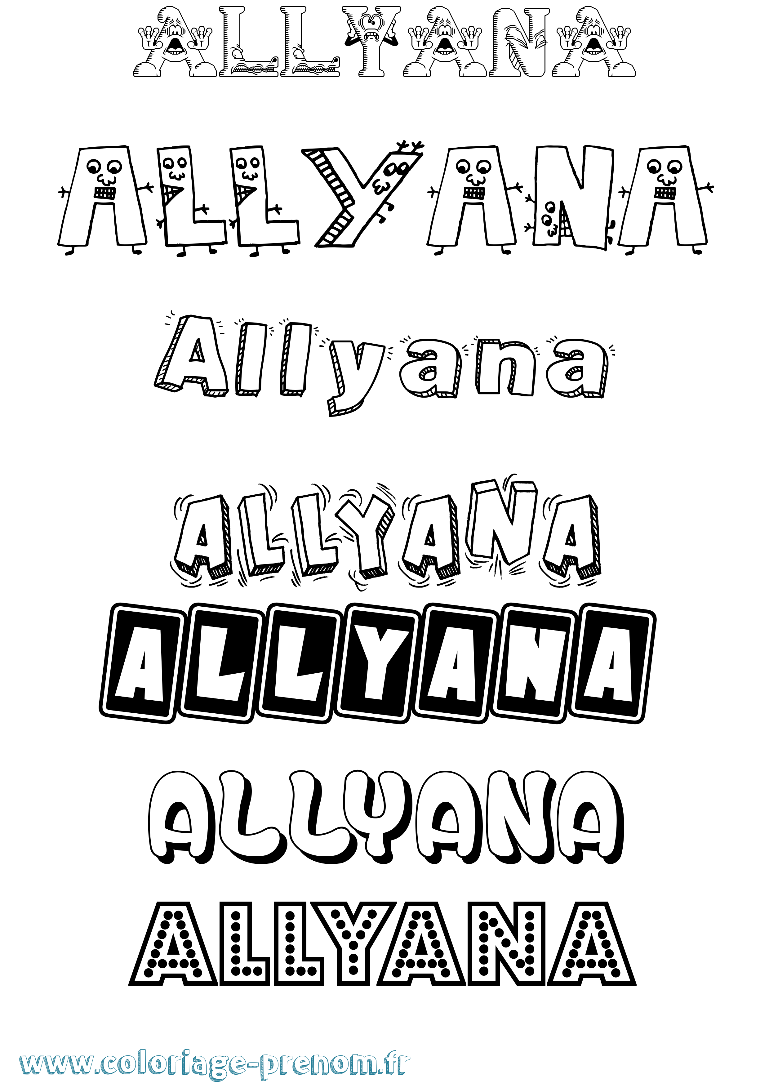 Coloriage prénom Allyana Fun