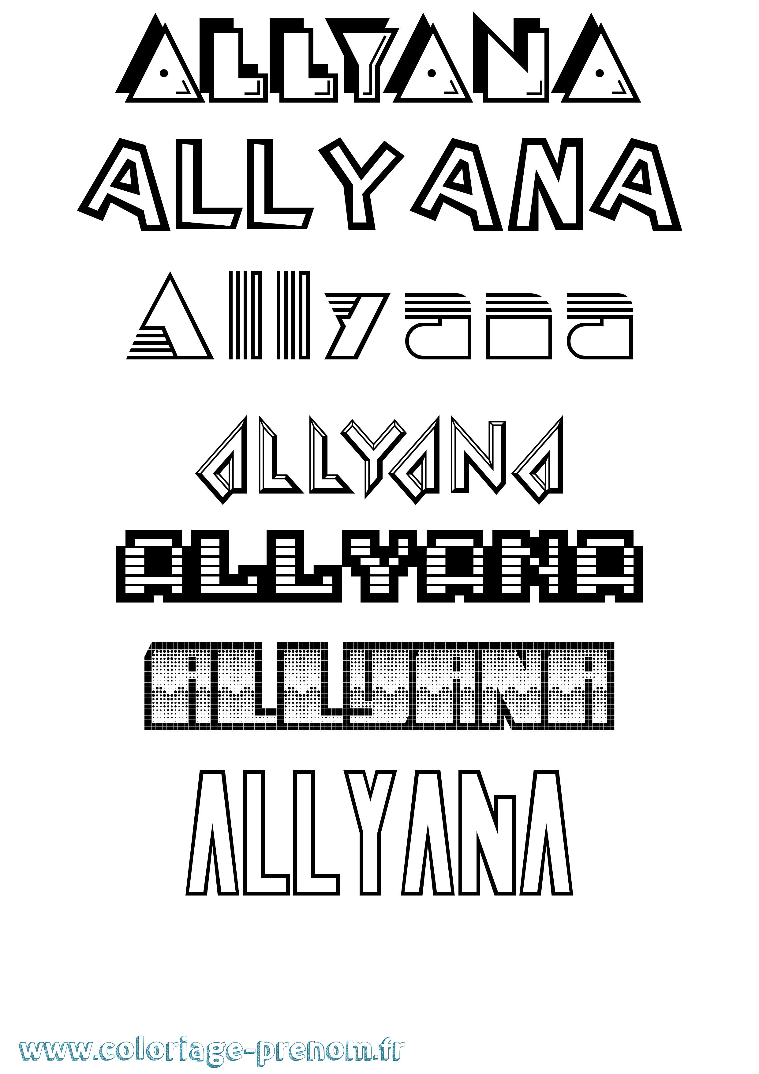 Coloriage prénom Allyana Jeux Vidéos